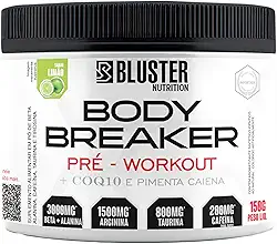 Bluster Nutrition, Pré-treino complementado com Beta-alanina, Arginina, Taurina, e Cafeína, Sabor limão, Body Breaker, 150 gramas