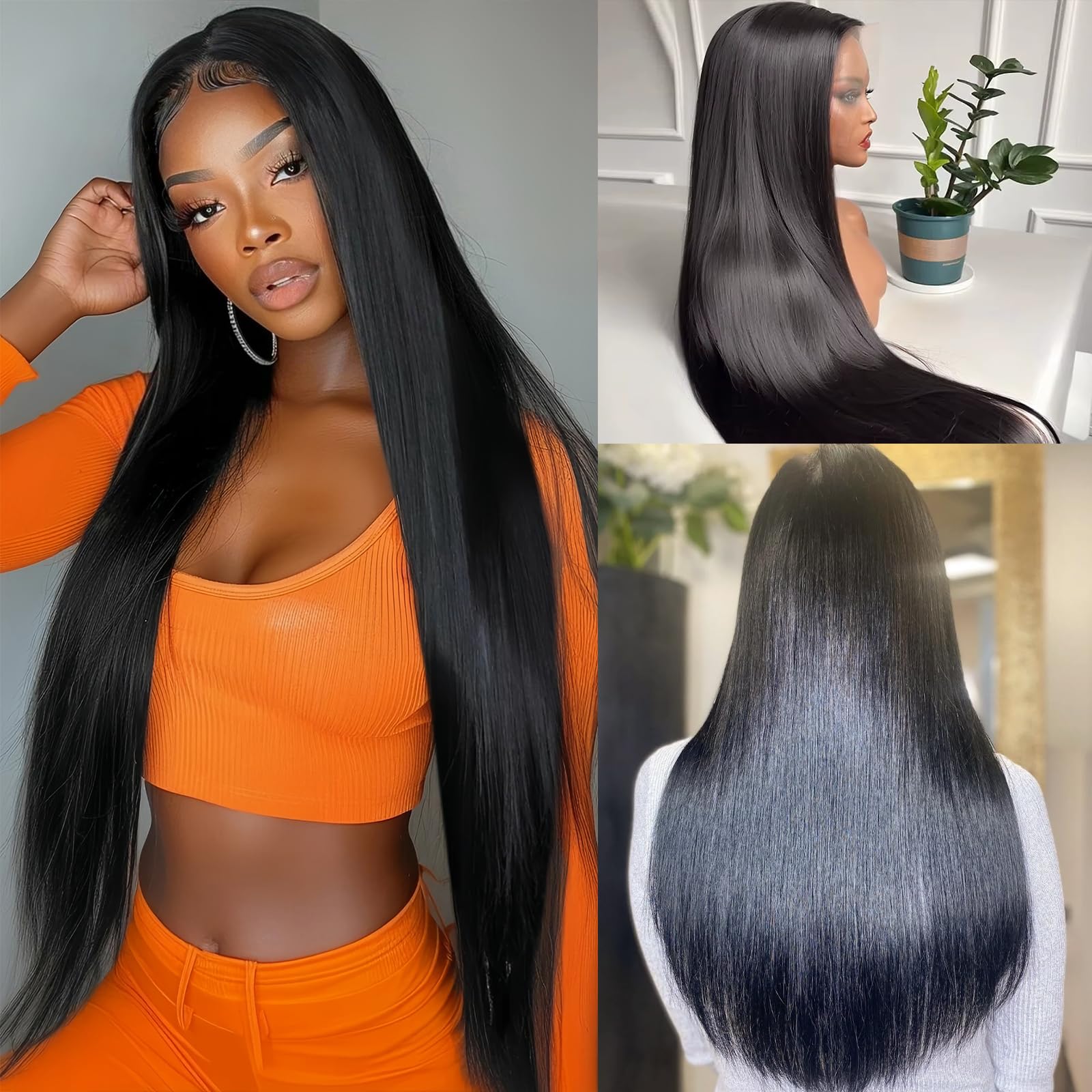 20Inch Straight HD Lace Front Wigs Human Hair Pre Plucked 210 Density 13x6 Glueless Bone Straight Human Hair Wigs For Black Women Transparent Lace Frontal Wig With Baby Hair
