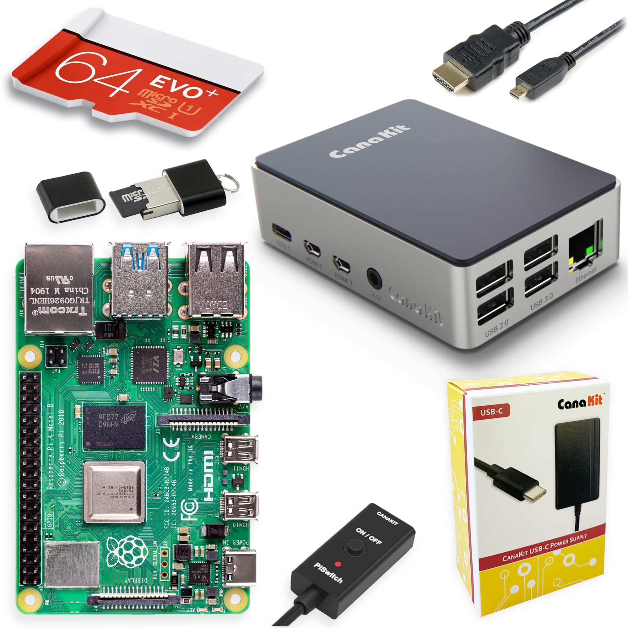 CanaKit Raspberry Pi 4 Starter PRO 64 Kit - Edição de alumínio (4