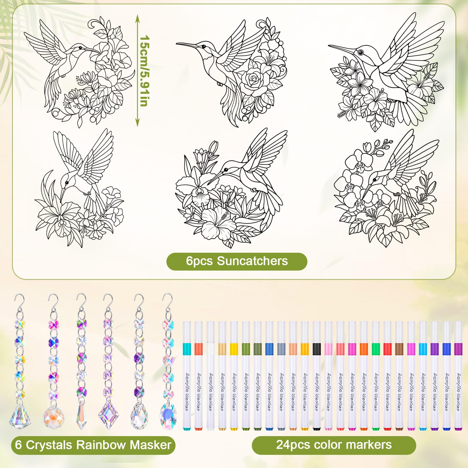 36 pz Suncatchers artigianato kit fai da te arte pittura macchiata