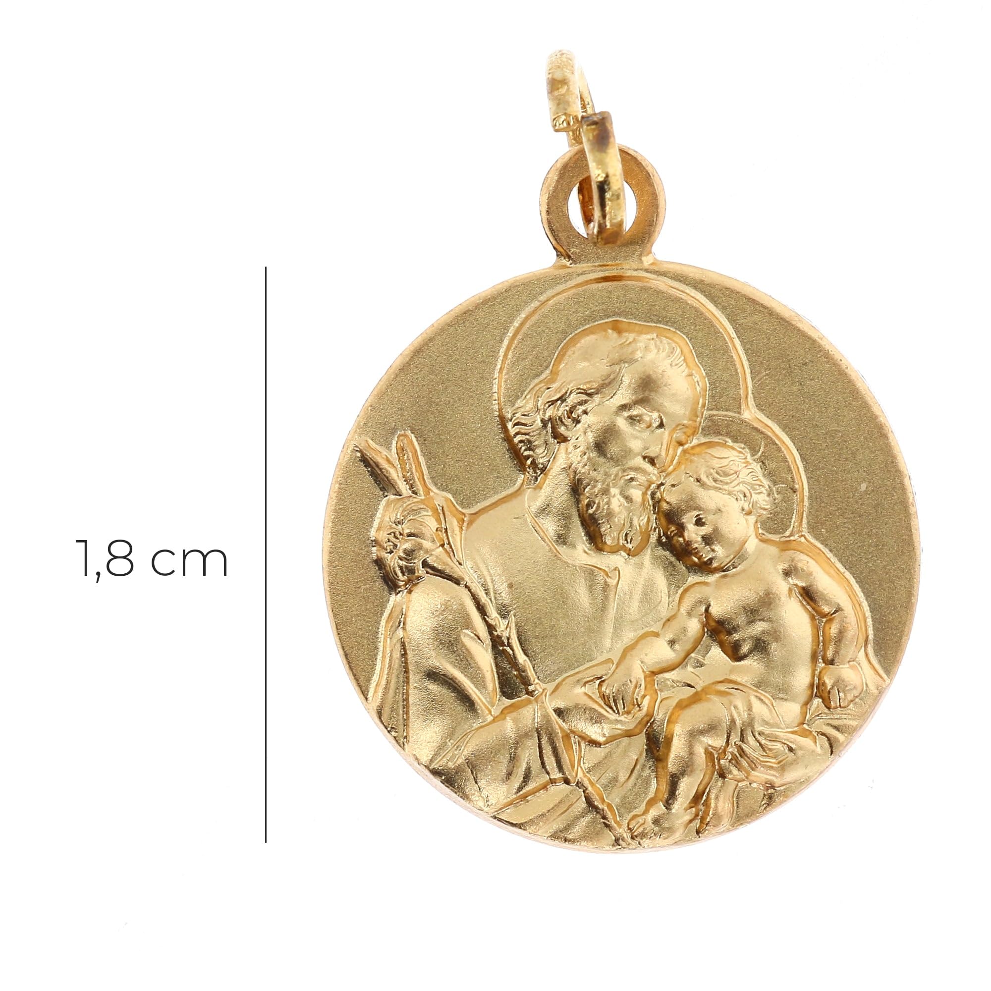SHALOM - Médaille Saint Joseph, en laiton doré, diamètre 1,8 cm