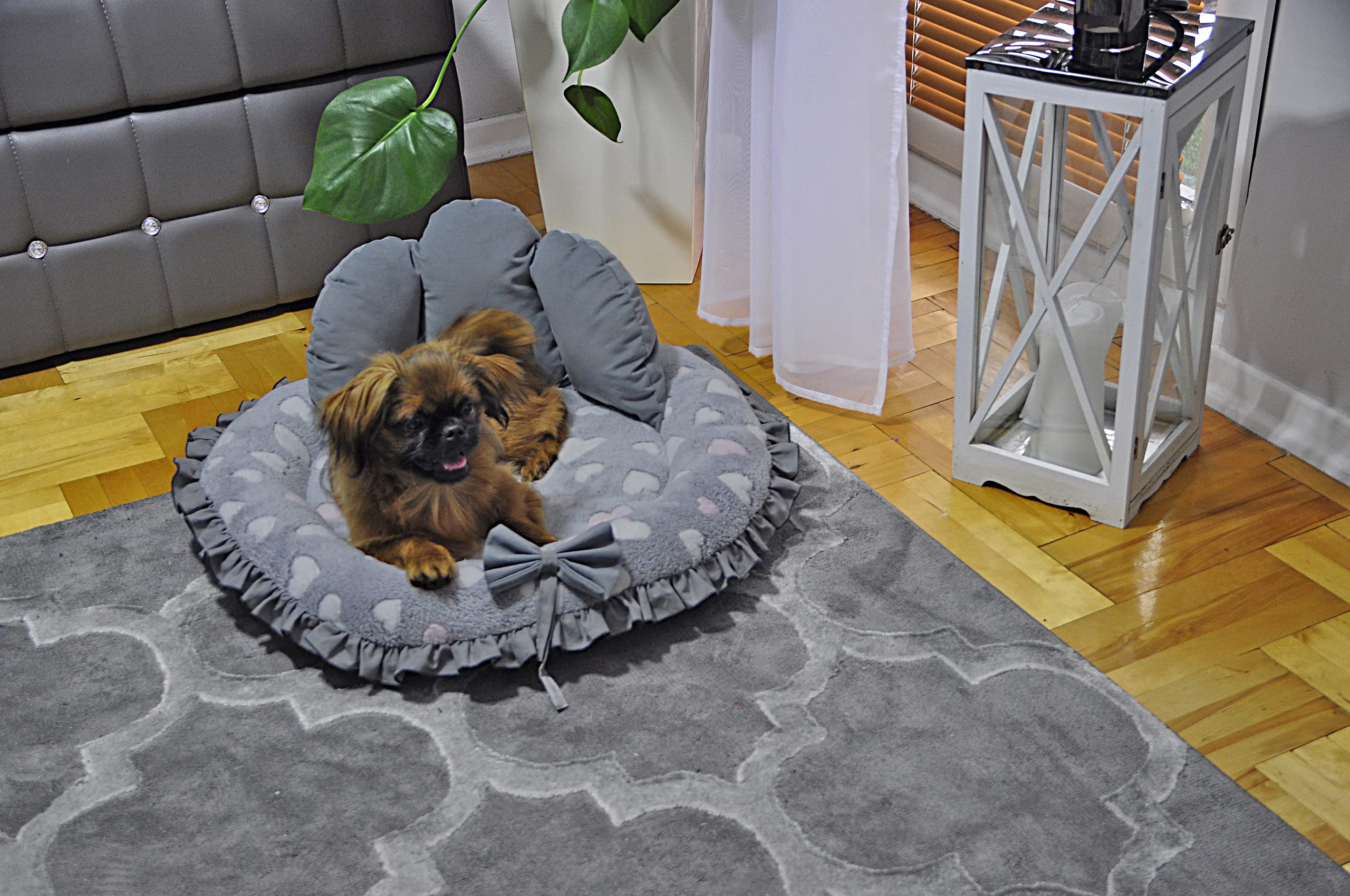 Salla Haustierbett Für Hunde & Katzen – Kuscheliges Velours-Pelz-Bett, Waschbar, 50 Cm, Rosa