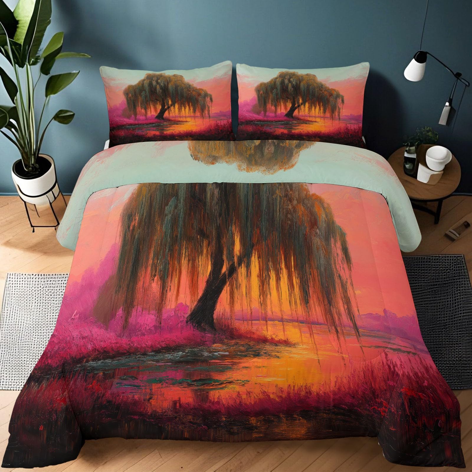 Couette sans housse 4 saisons 200x200 cm pour lit 2 personnes, édredon réversible chaud rouge