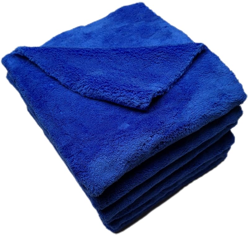 Toalha de microfibra sem bordas SOFTBATFY 500 GSM azul, 40,6 x 40,6 cm, kit com 6 unidades