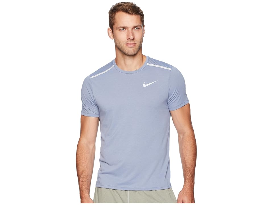 New Nike Tailwind Short-Sleeve Running Top (Ashen Slate/Metallic Silver) Men's Clothing