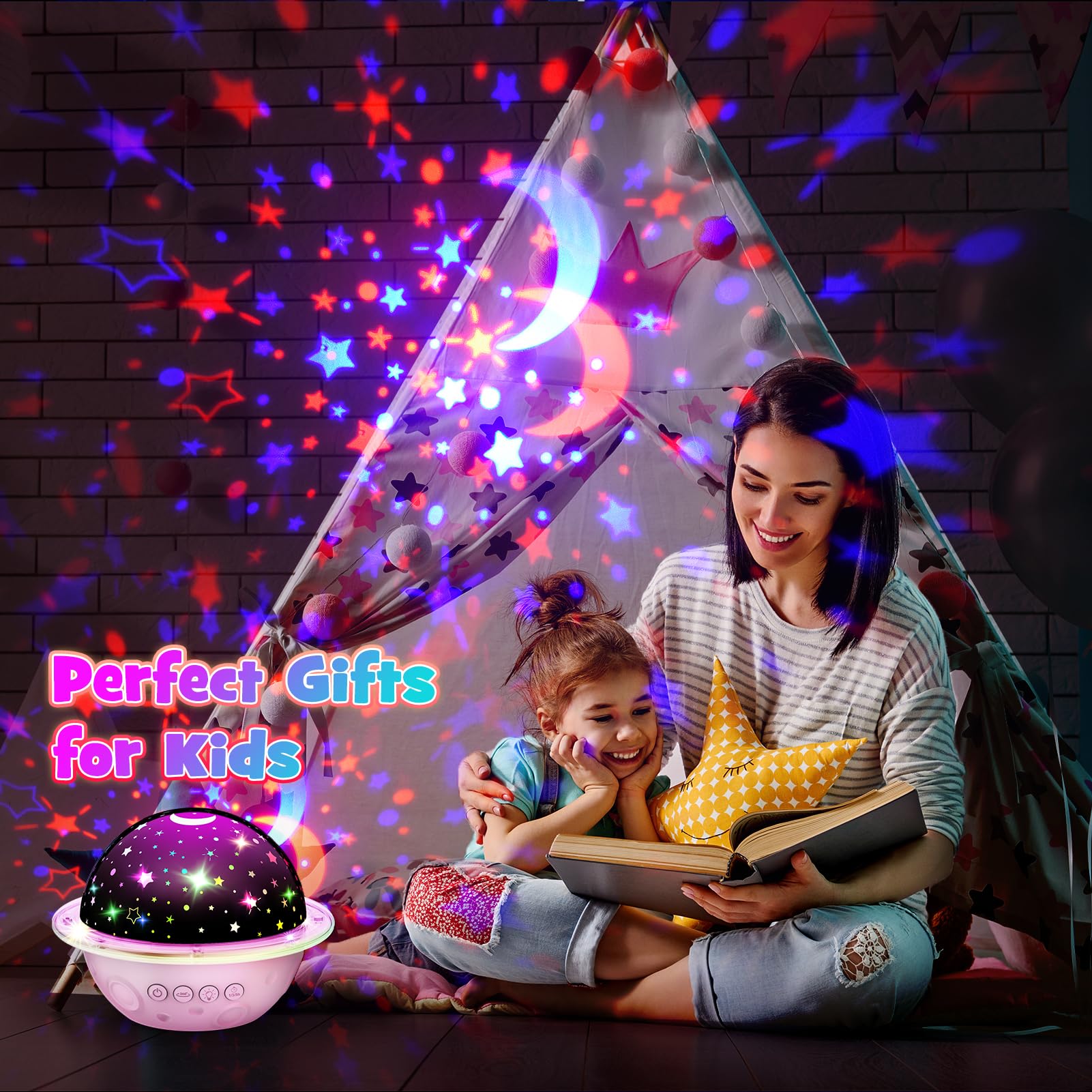 Luz Noche Infantil Proyector Cielo Estrellado IKidiki Sirena/Unicornio - Luz Nocturna Recargable Con Control Remoto Proyector Unicornio Estrellas