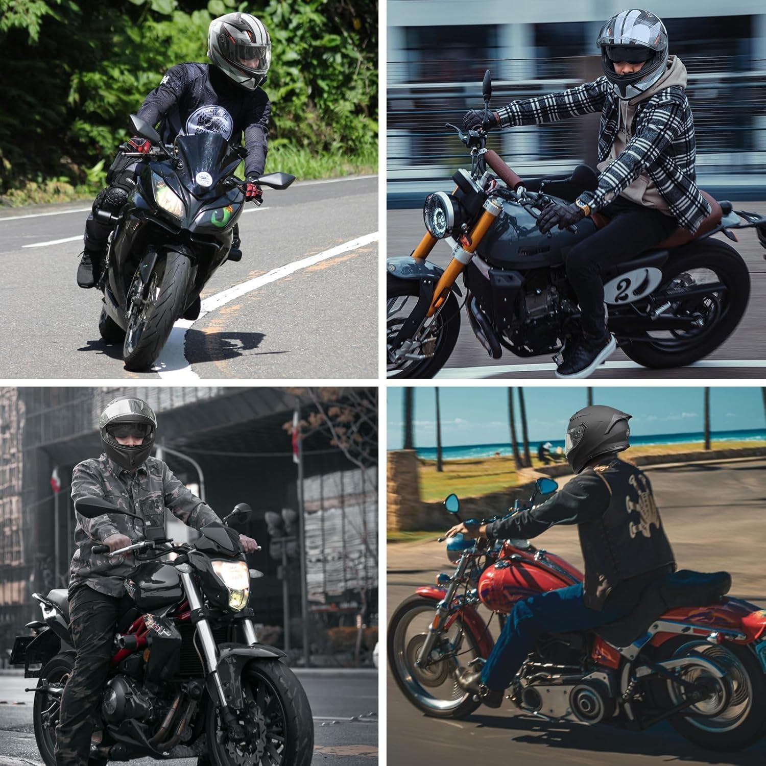 Full Face Motorcycle Helmet - DOT Certified, Lightweight, Dual Visor, Ventilated - for Adults Men & Women