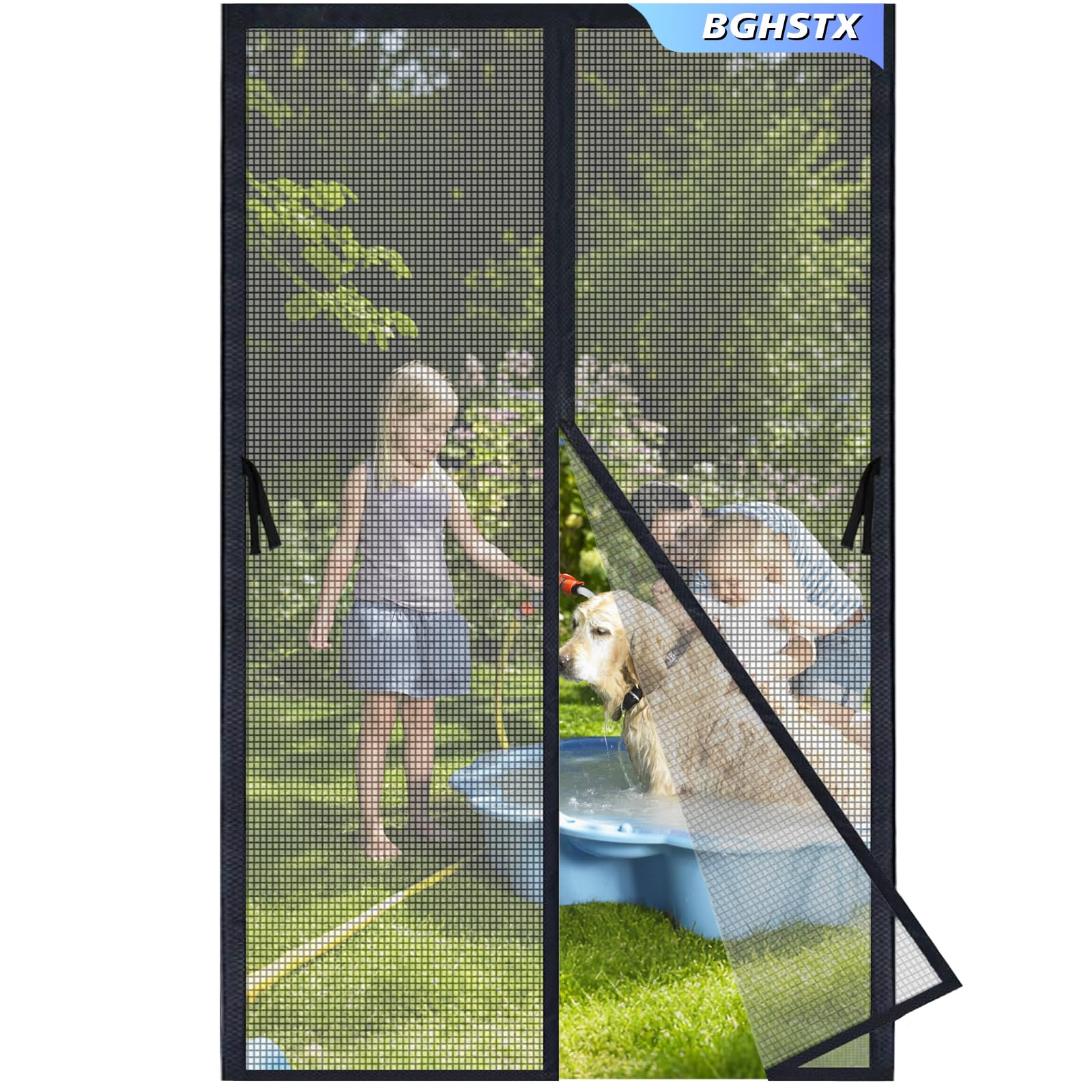 Magnetic Screen Door - Bugs Out, Breeze in - Heavy Duty Double-Stitched Mesh,Hands-Free Design - Pet and Kid Friendly, Fits Front/Sliding/Patio Doors