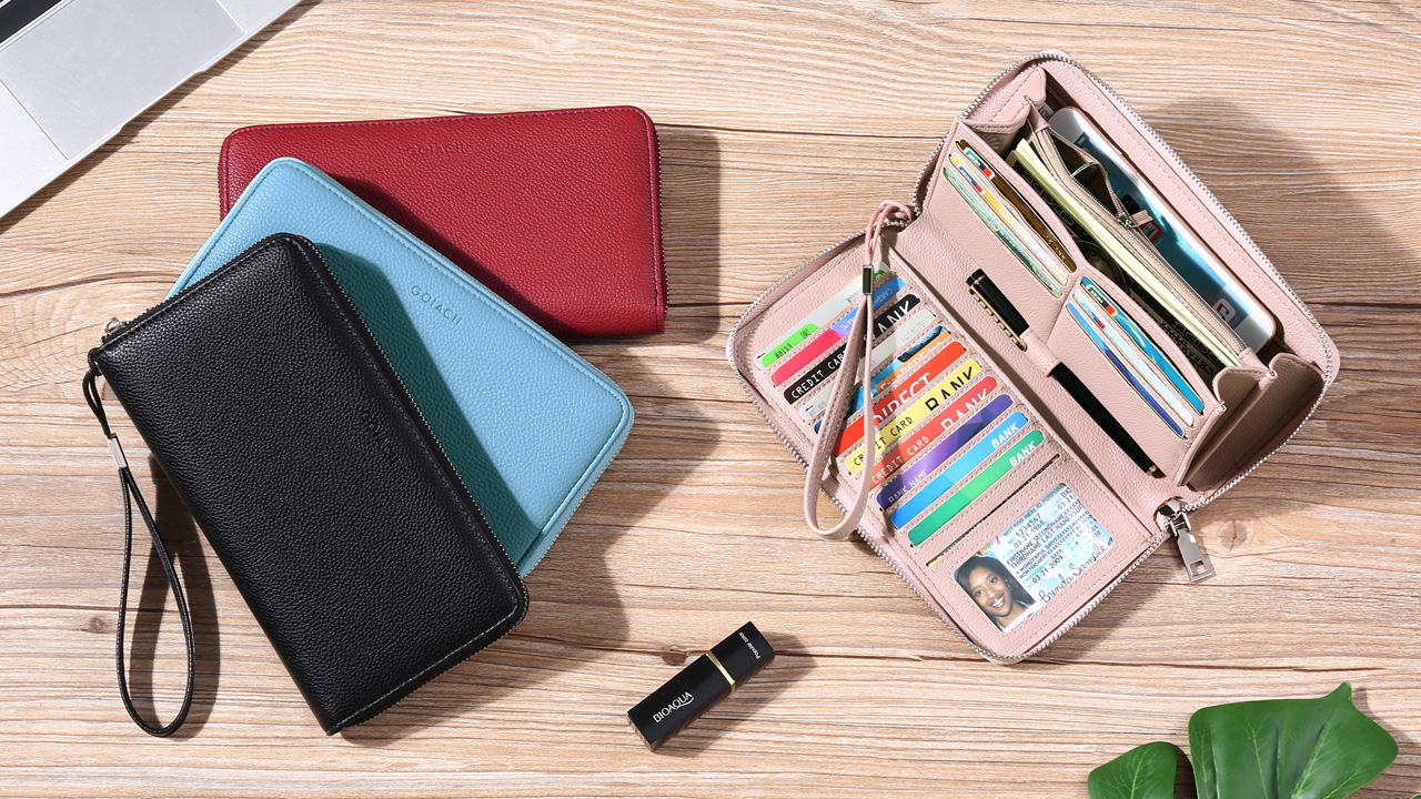 Amazon.com: GOIACII Womens Wallet RFID Blocking Leather Zip Around