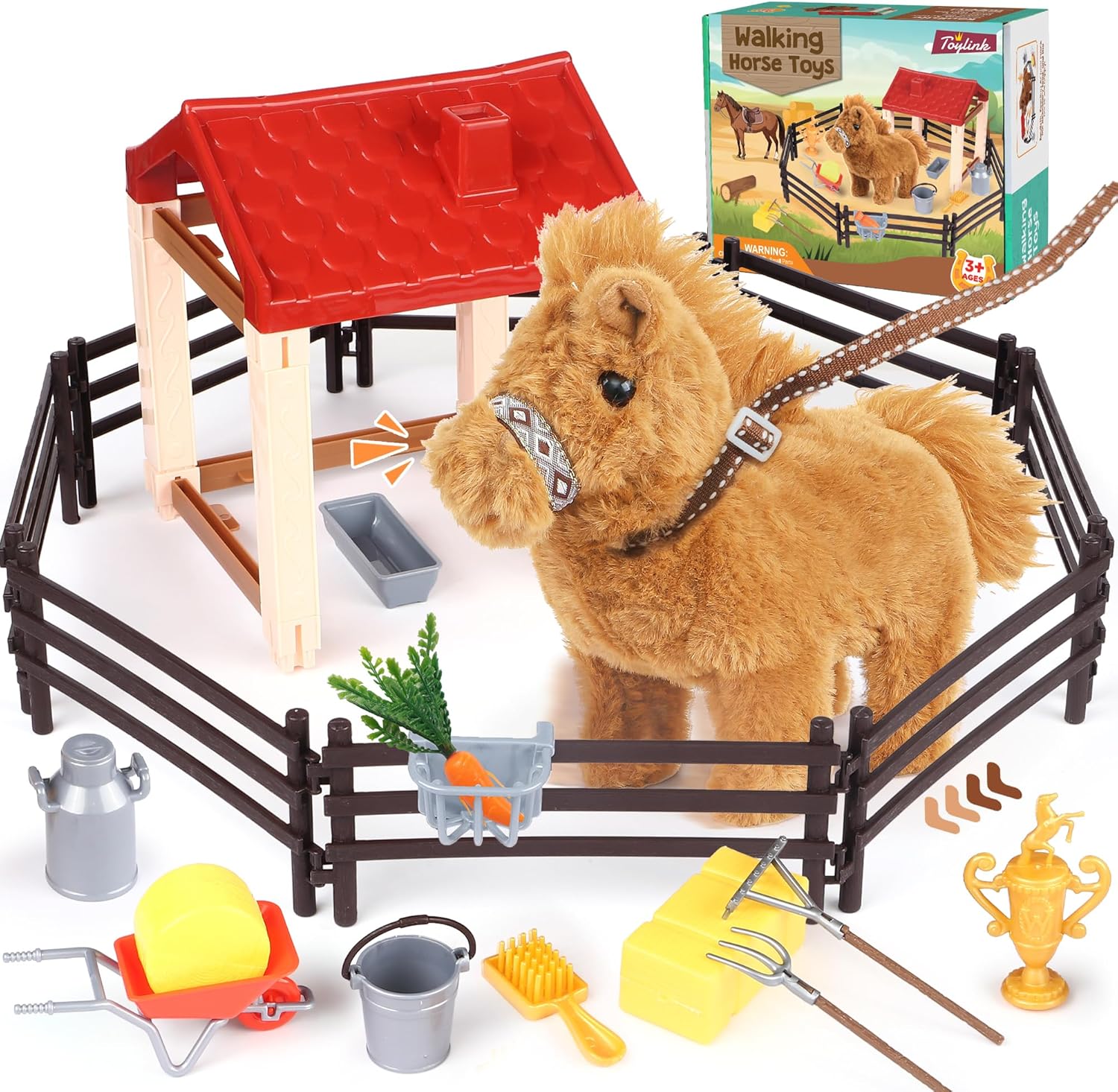 Toylink Plush Horse Toys for Kids Stuffed Animal, Electronic Plush Interactive Toy Pony with Making Sound/Walking/Wagging Tail, Birthday Gifts Realistic Pet for 3 4 5 6 7 8 Years Old Girls Boys