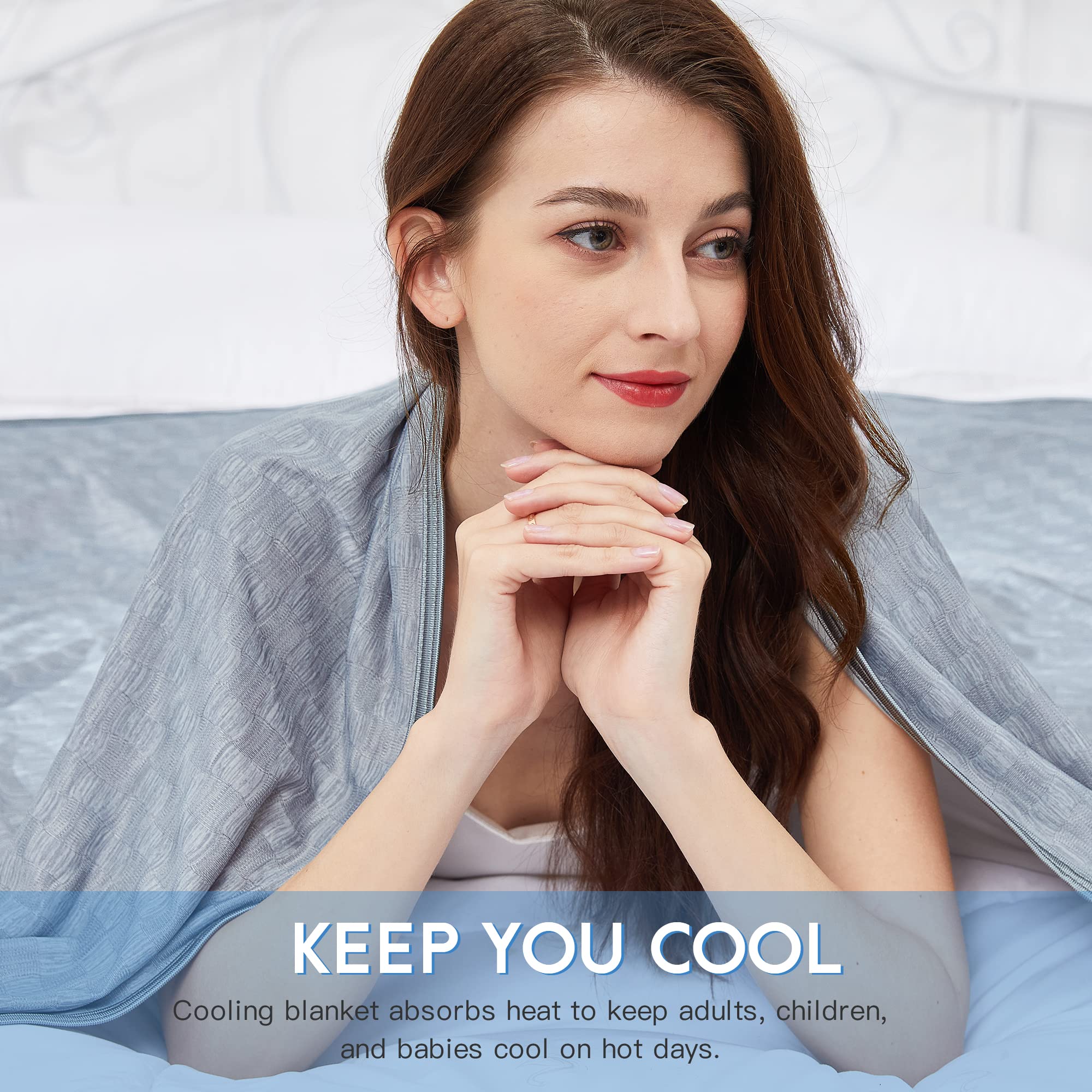 AmyHomie Cooling Blanket, Upgraded King Size Summer Cooling Blankets with Double Sided Cold Effect Transfers Heat to Keep You Cool, Breathable Lightweight Blankets for Hot Sleepers(Gray, 90x108in)