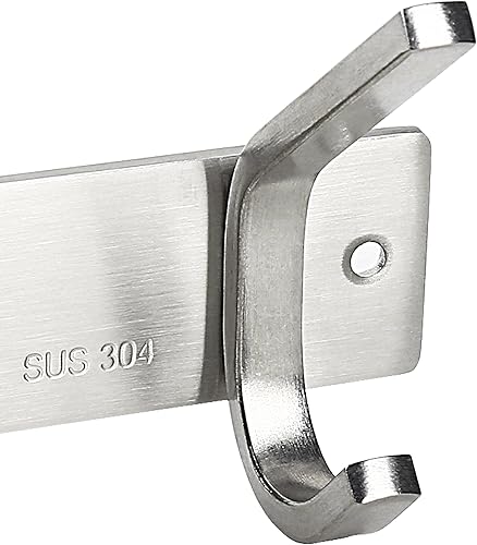 Miniatura 4 de WEBI Paquete de 2 percheros de acero inoxidable 304 de alta resistencia, acabado satinado, gran almacenamiento y organización del hogar para