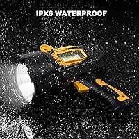 Vista 6 de MIXILIN Rechargeable Spotlight 99,000 Lumens, Super Bright LED Spotlight Flashlight Outdoor with COB Light & Foldable Tripod, 10000ɱAh Long Lasting