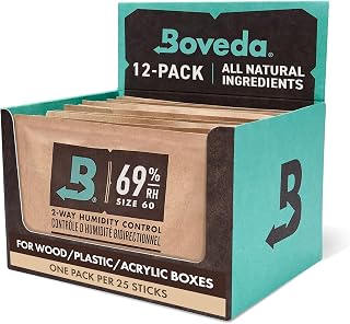 Boveda 69% Two-Way Humidity Control Packs For Plastic, Wood Humidifier Boxes & Resealable bags – Size 60 – 12 Pack – Moisture Absorbers – Humidifier Packs – Individually Wrapped Hydration Packets