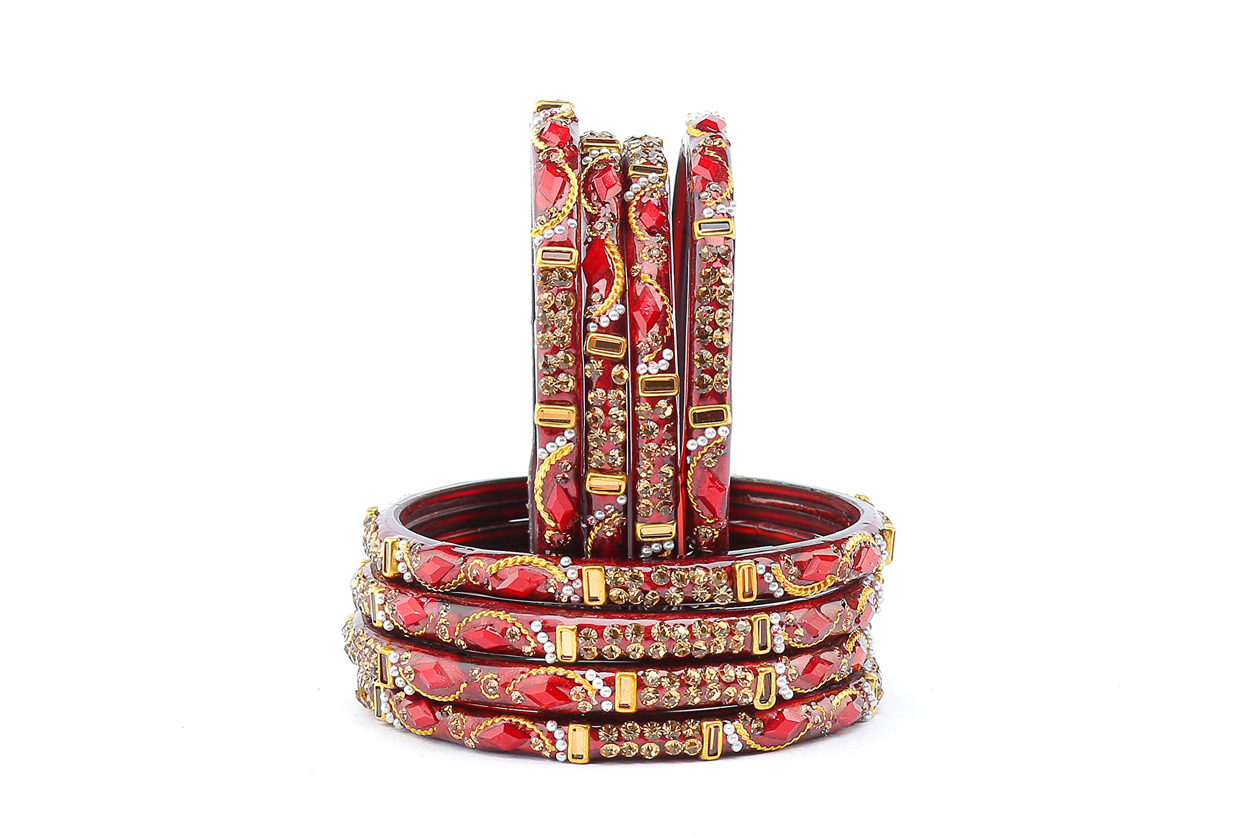 AabhayaArts Fancy Glass Bangles, Beautiful, Stylish Latest Kangan/Kada Set Bracelet Studded with Zircon & Beads for Women & Girls(Pack of 8 Bangles) (Maroon, 2.4) (B08M2KCDYM) Amazon Price History, Amazon Price Tracker