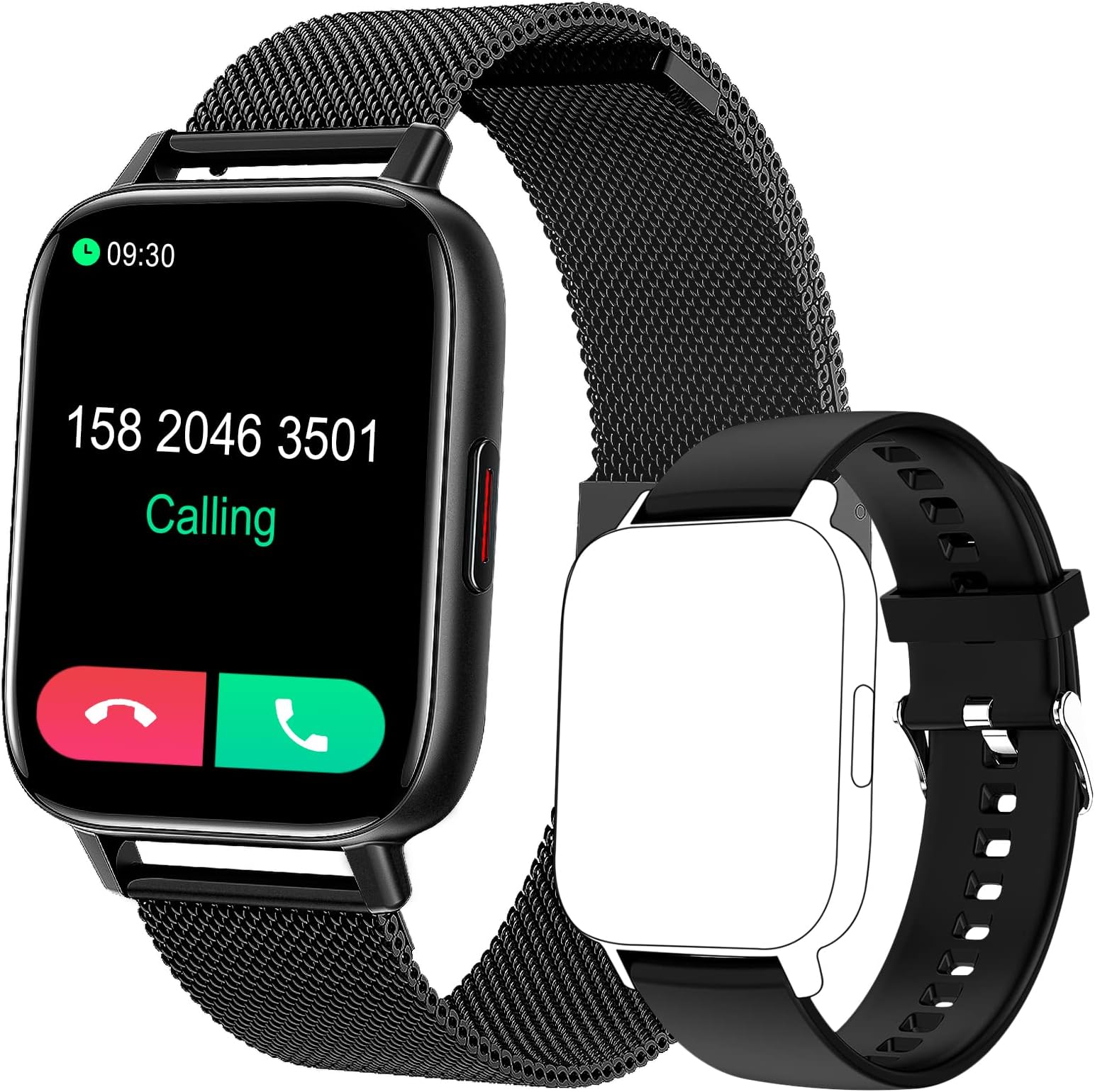 Smart Watch for Women Men with Bluetooth Calling Fitness Trackers with Heart Rate Sleep Monitor Waterproof Step Counter Watch for iOS Android (Black)