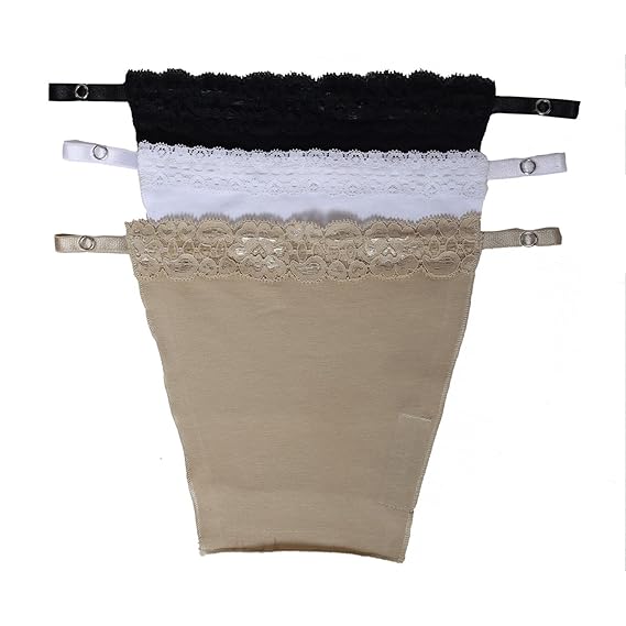 Finesse Miracle Cami Womens Cotton Mock Camisole - Set of 3 Black White and Beige