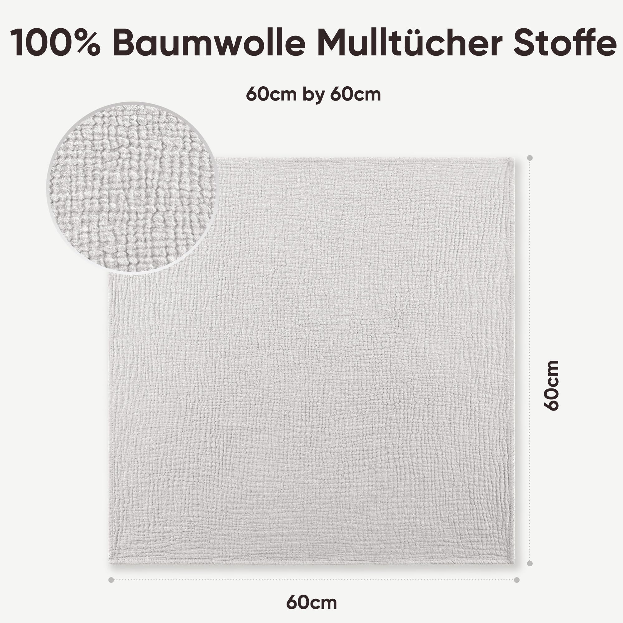 bearmoss Pannolini in cotone per neonati, assorbenti traspiranti per neonati, pelli sensibili, unisex, per neonati e ragazzi, set di 10 pezzi, 60 x 60 cm, colore: Albicocca)