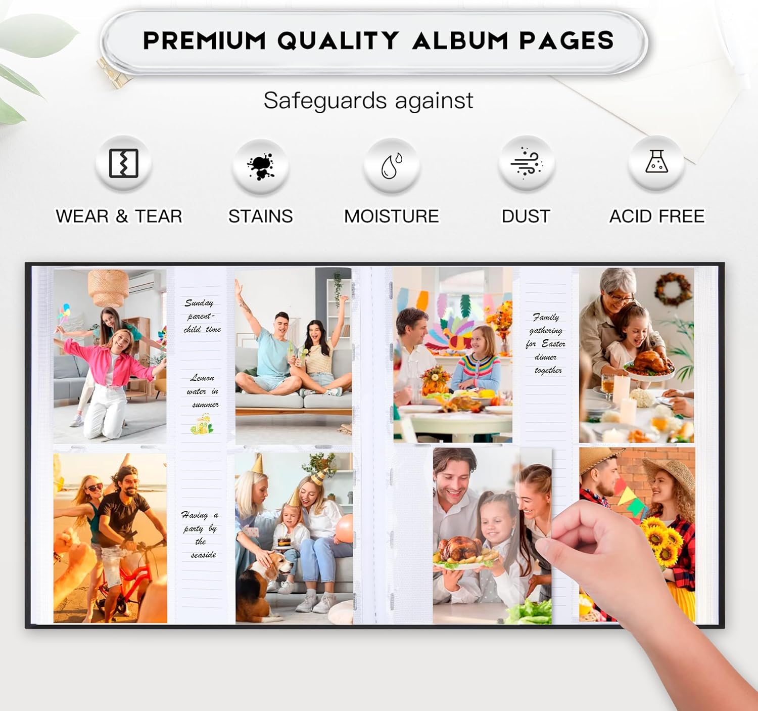 Photo Album 4x6 600 Photos with Writing Space Linen Cover with Front Window Picture Album, 600 Photos 4x6 Photo Album Book for Wedding Kids Travel Family Baby Pictures (Black) - Image 6