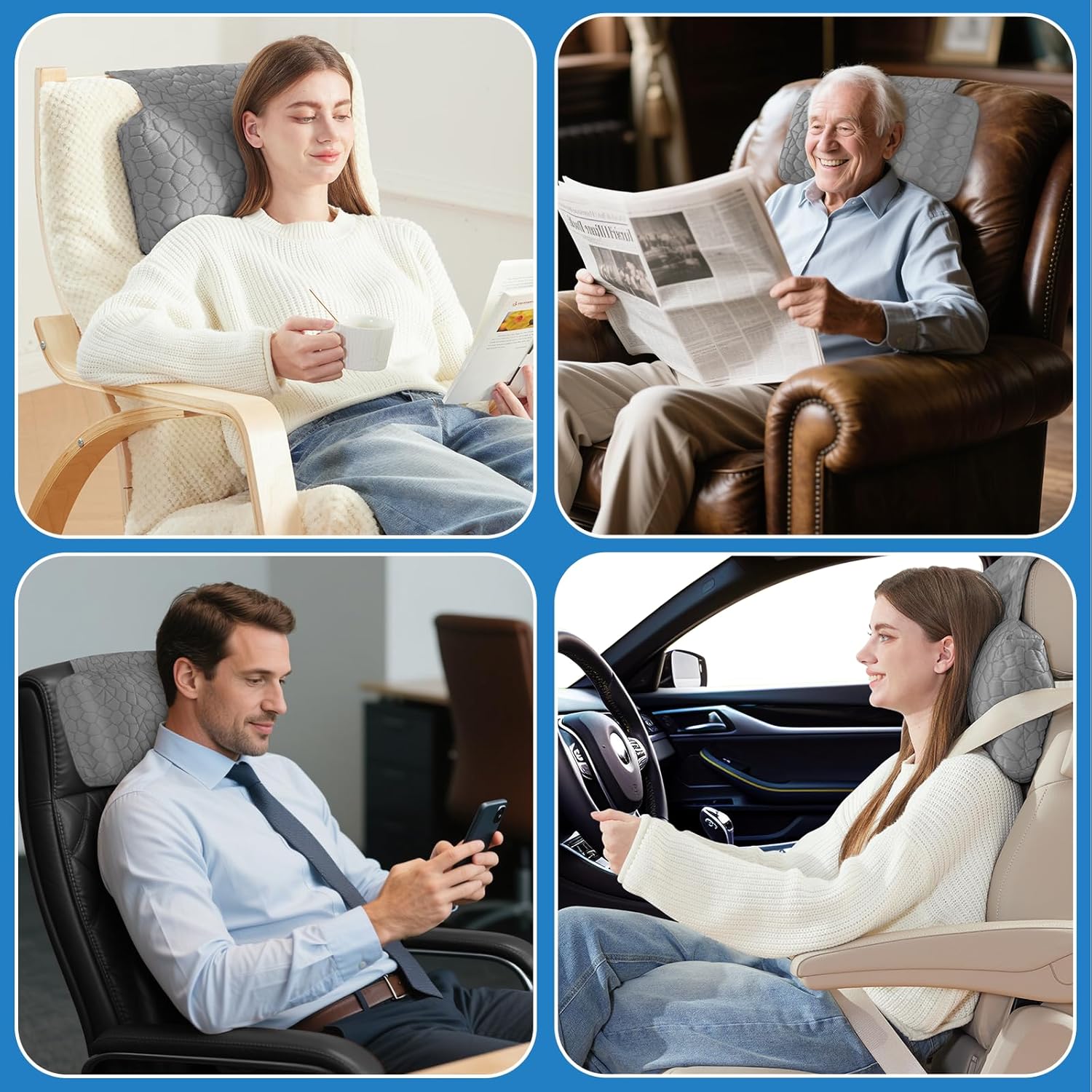 SUPA MODERN Adjustable Headrest Pillow for Recliners and Armchairs - Non-Slip Cooling Shredded Memory Foam Cushion for Neck Support and Pain Relief - Image 8