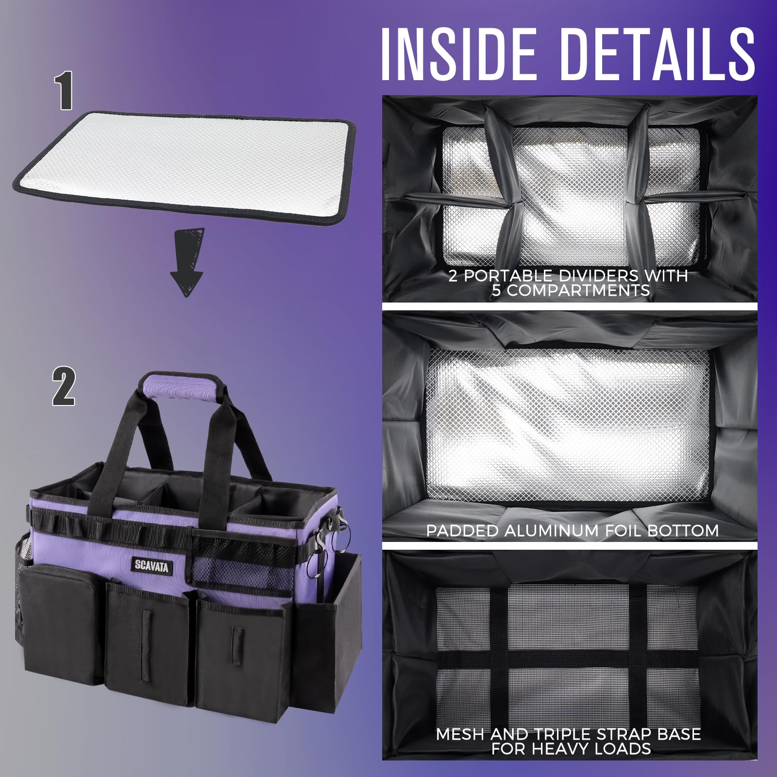 SCAVATA Bolsa de Limpieza portátil, Organizador de Suministros de Limpieza con asa y Correas de Hombro para amas de casa, organizadores de Herramientas de Limpieza Debajo del Fregadero y Coche con 4