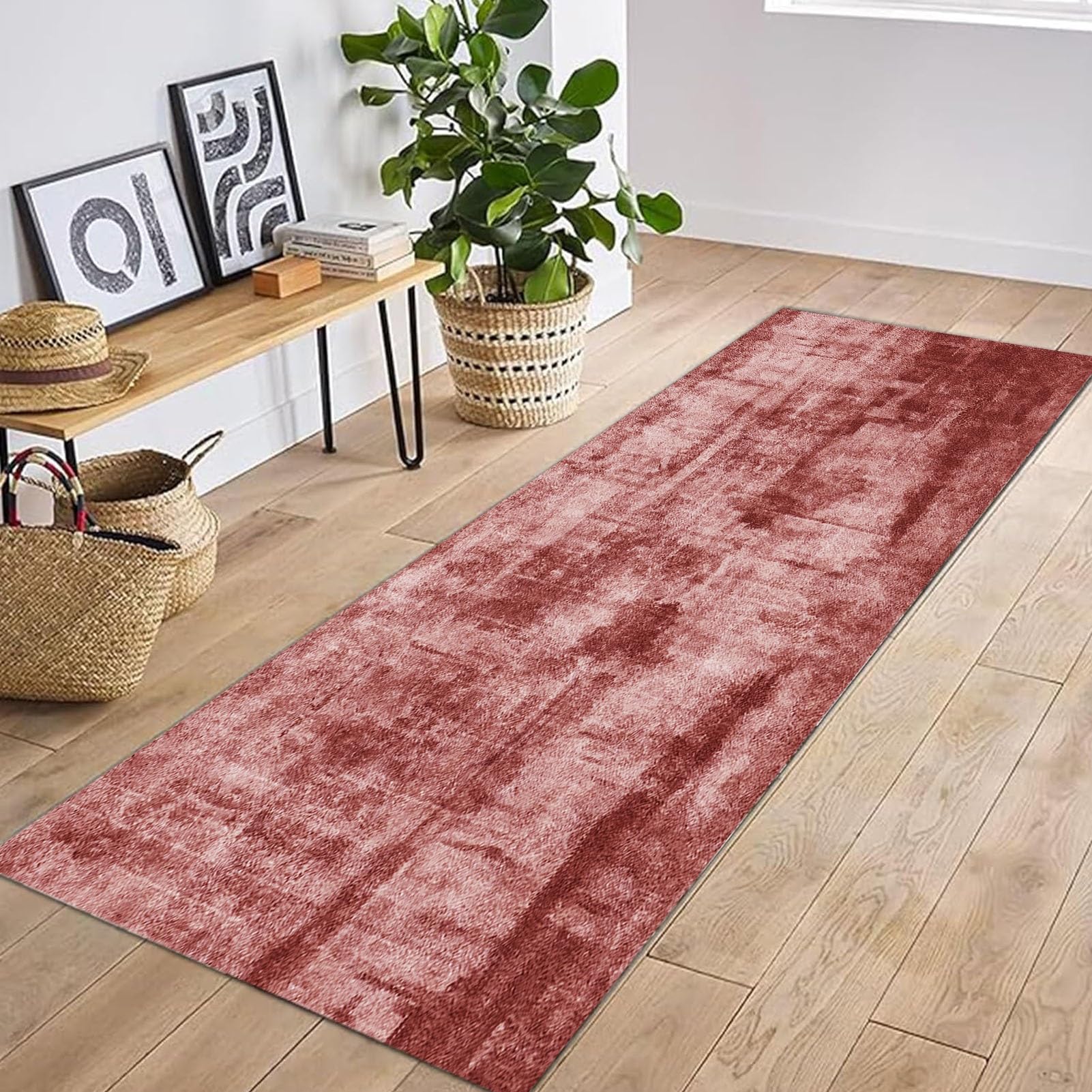 Läuferteppich 70 X 220 Cm – Weicher Kristallsamt, Rutschfeste Gummirückseite, Waschbar, Für Flur, Küche & Eingang