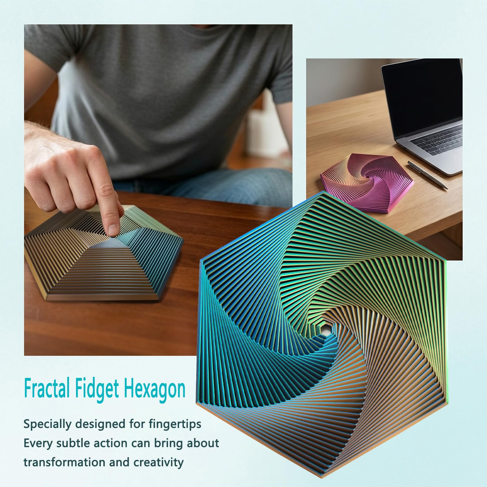 テーブル・机 fractalize Amazon.com: Fractal Fidget Toys, Kinetic Desk Spinning Toy, 35