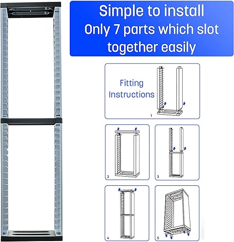 Vista 6 de Torre de almacenamiento de juegos PS5 Torre de almacenamiento universal para juegos Almacena 36 discos de juego o Blu-Ray Soporte