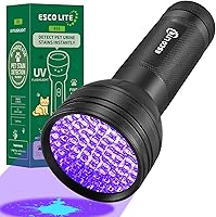 Vista 1 de ESCO LITE Linterna UV con luz negra, 51 LED 395 nM, detector ultravioleta de luz negra para orina de perro, manchas de mascotas y chinches de cama