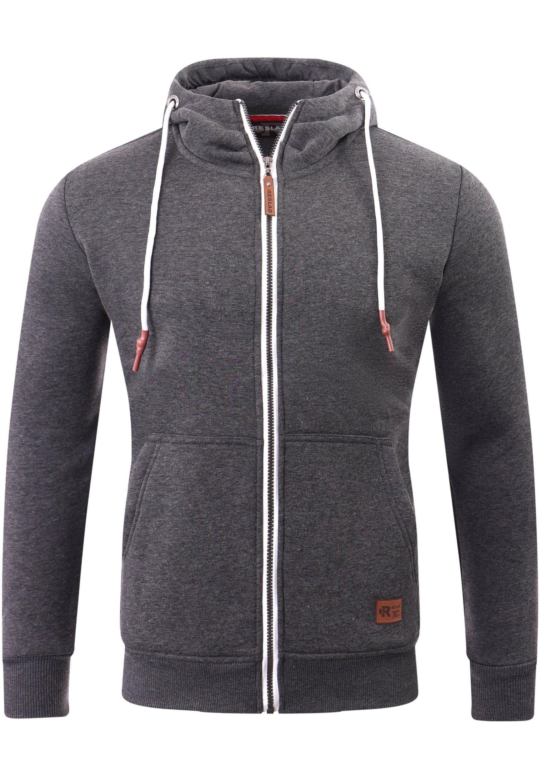 Reslad Sweatjacke Herren Kapuzenpullover | Hoodie Männer Zipper Pullover mit Kapuze Bequeme Baumwolle RS-1006