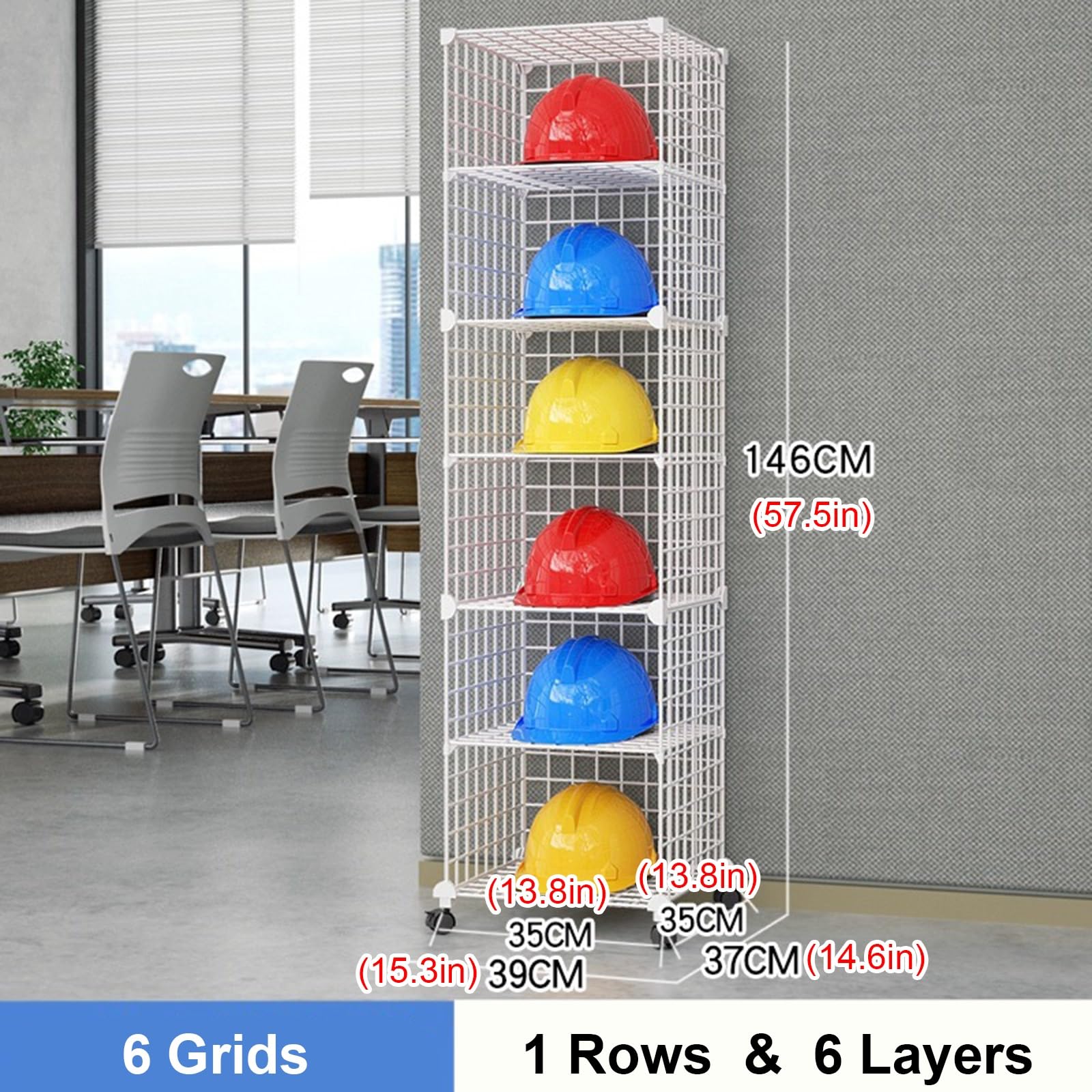 Soporte comercial para casco duro con ruedas, solución de almacenamiento apilable para sitios de construcción, tiendas minoristas y talleres