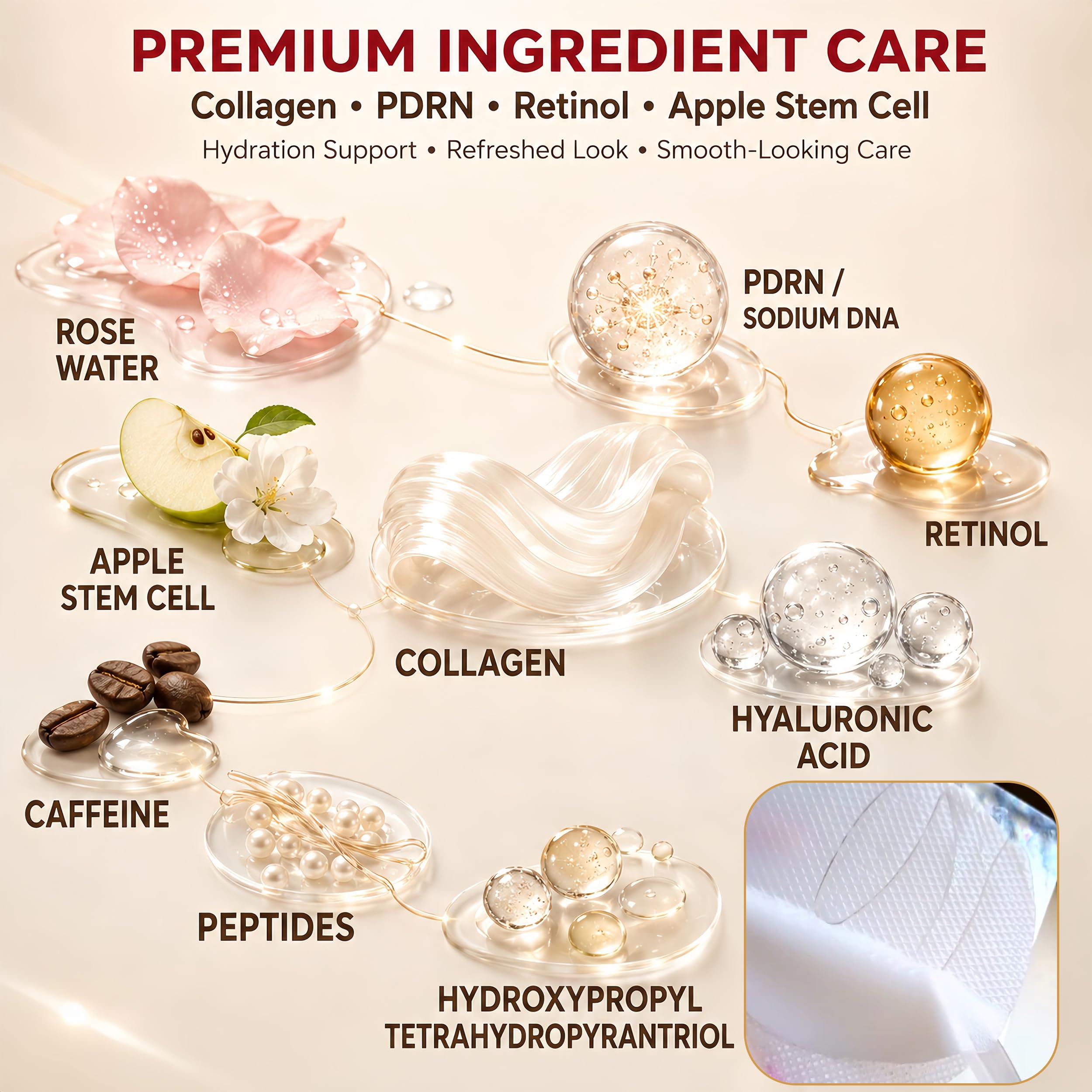 GONIM Hydrogel Under Eye Patches with Collagen, Caffeine, Retinol & PDRN