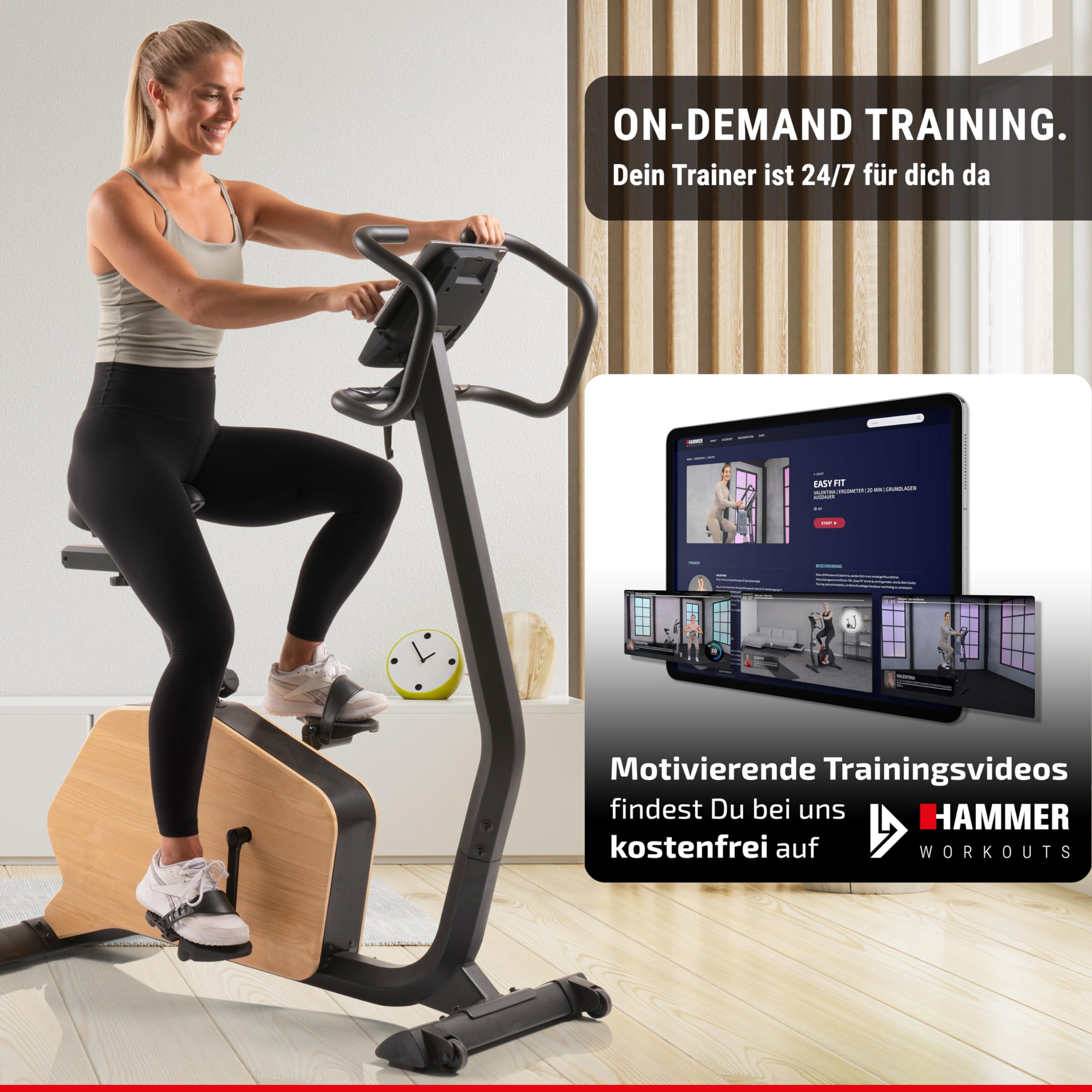 HAMMER Ergometer CardioPace 5.0 NorsK, 24 Programme, Bluetooth, 8 kg Schwungmasse, Kinomap & Zwift