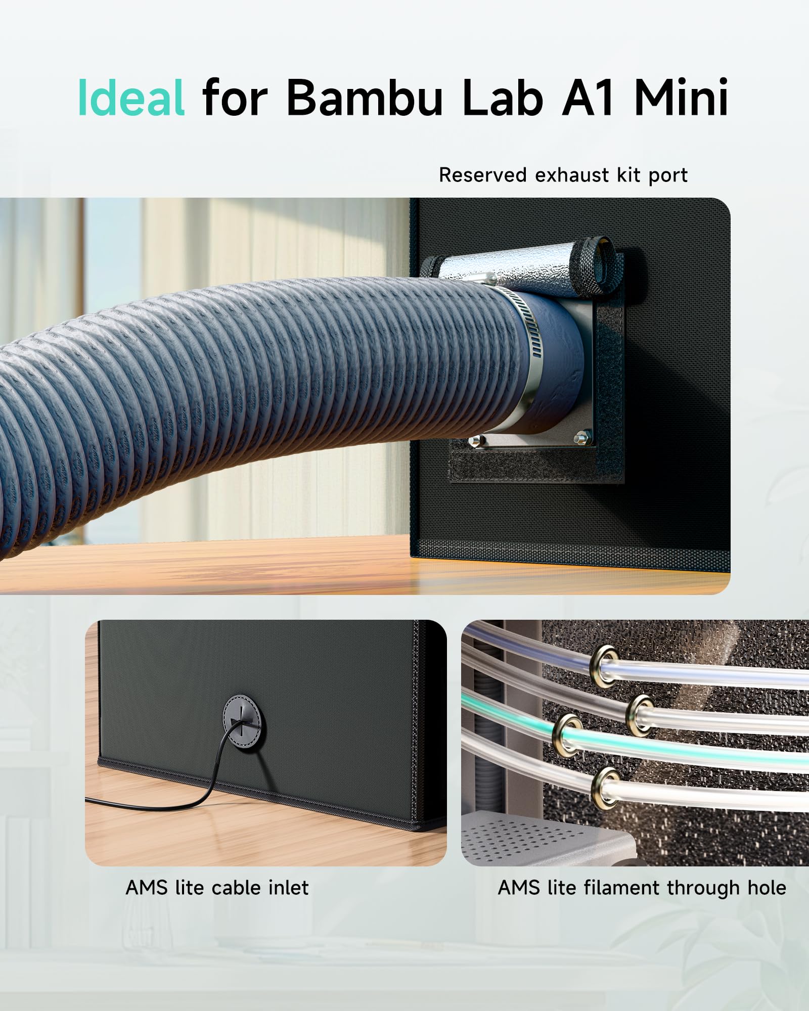 Obudowa drukarki 3D do Bambu Lab A1 Mini, pokrywa drukarki 3D ze światłem LED, stała temperatura, 460 x 460 x 550 mm