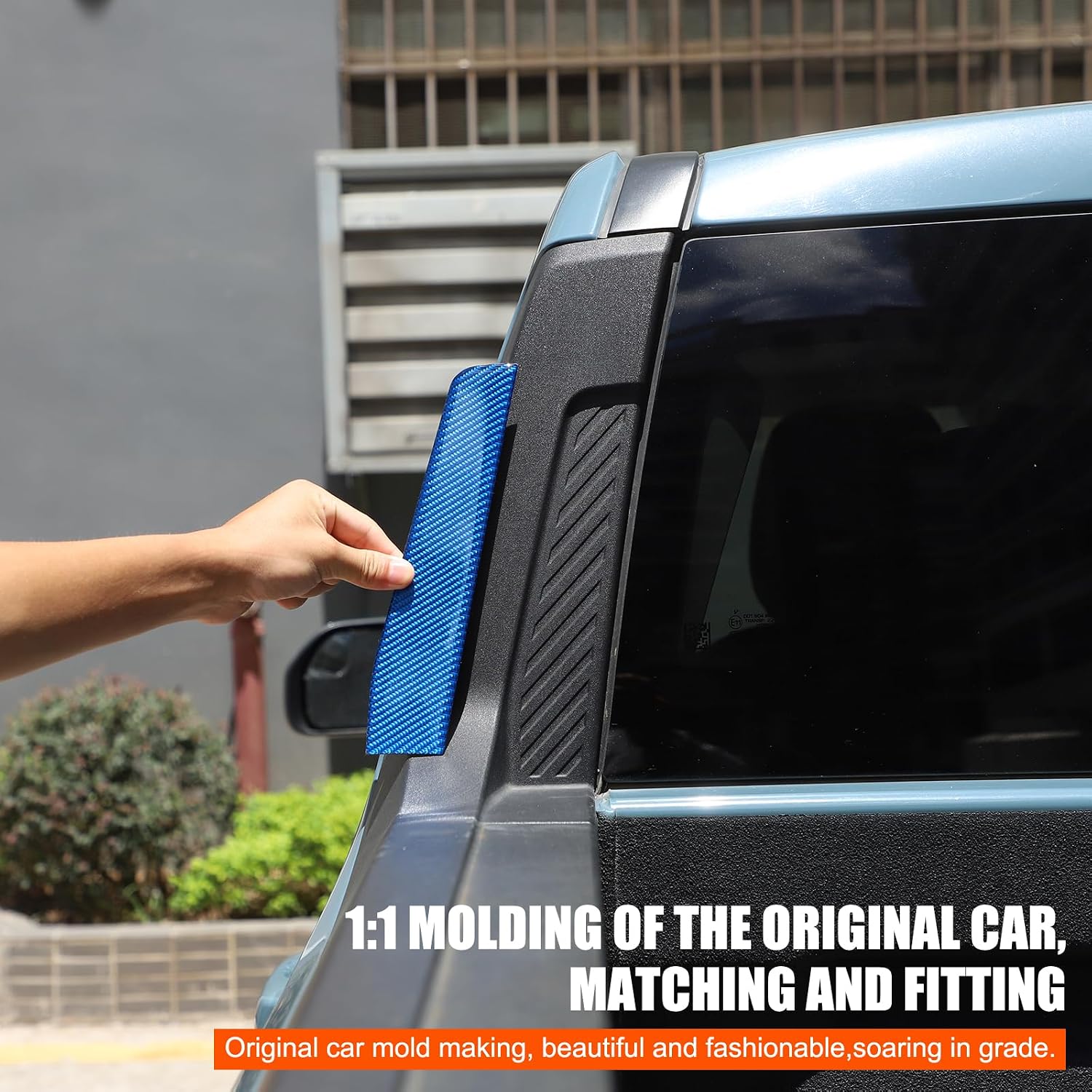 TOYCIDFG Car Rear Trunk Window Decorative Cover Trim Compatible with Ford Maverick 2022-2025, Carbon Fiber Exterior Decoration Accessories (Blue)