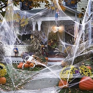 MOLYHUA 1800sqft Halloween Fake Spider Webs Decorations Halloween Cobwebs Decorations Party Props for Indoor and Outdoor -...