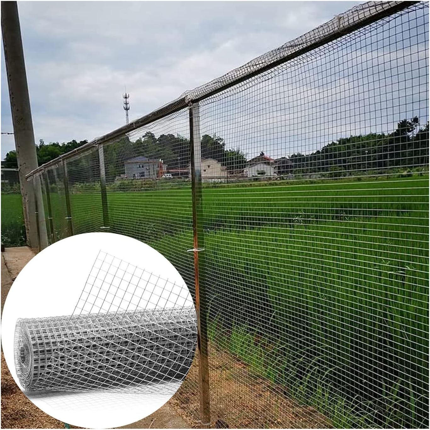 AOTNZ Garden Fence Animal Barrier- Reusable Netting Safety Fence Roll- Temporary Poultry Fence Garden Fencing, for Snow, Poultry, Chicken, Garden Netting (Color : Silver, Size : 1x5m)