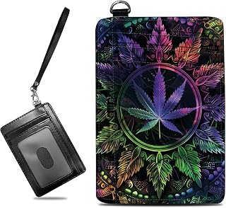 Small Travel Wallets, Color Weeds Slim Minimalist Front Pocket Wallet with Wristlet, RFID Blocking PU Leather Credit Card Holder with ID Window Change Purse for Men Women