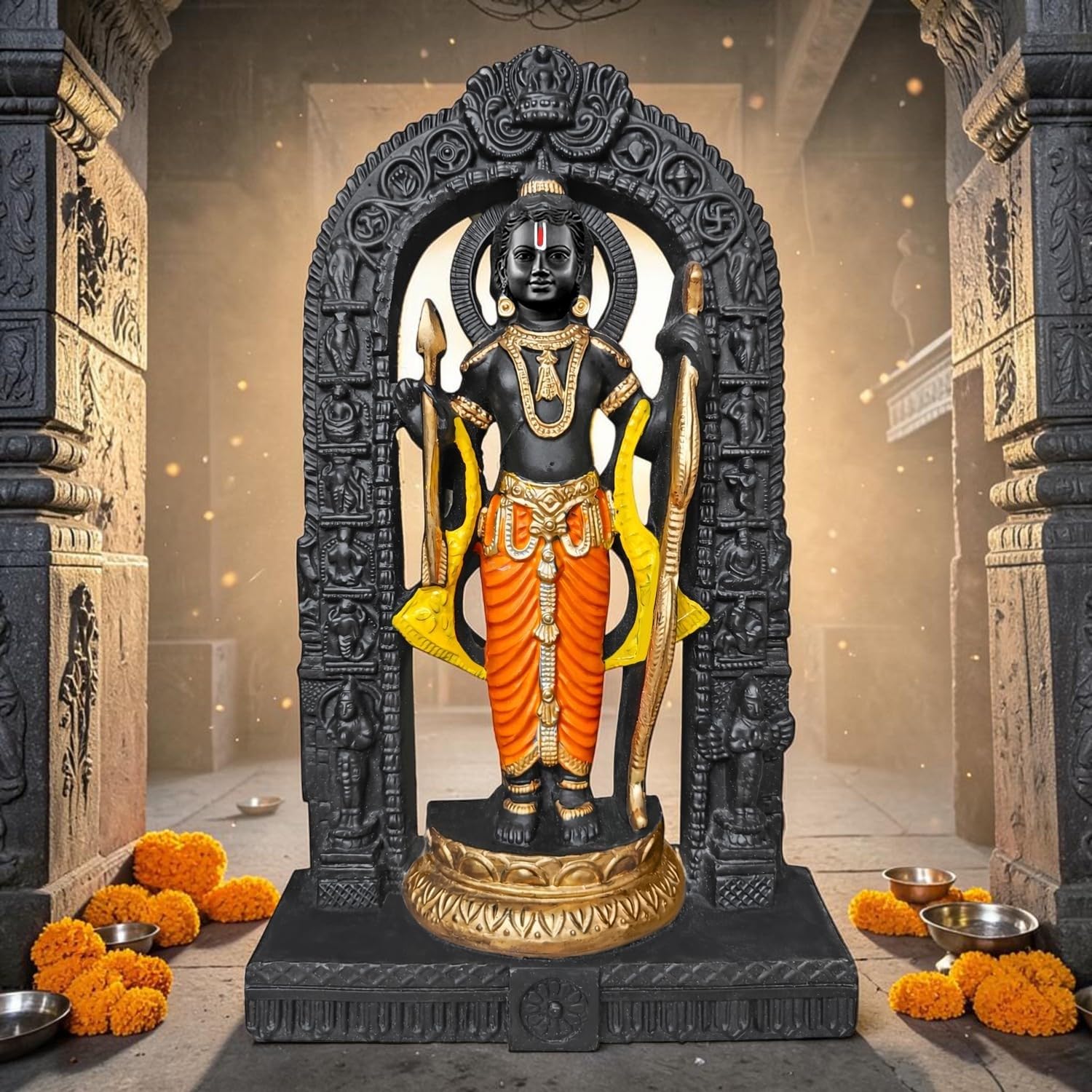 Shree Ram Lalla Ayodhya Murti for Decoration & Spiritual | Ayodha's Shree Ram Statue Showpiece for Living Room/Office/Show for Housewarming & Festivals (Black&Gold-11 inch)-image-19