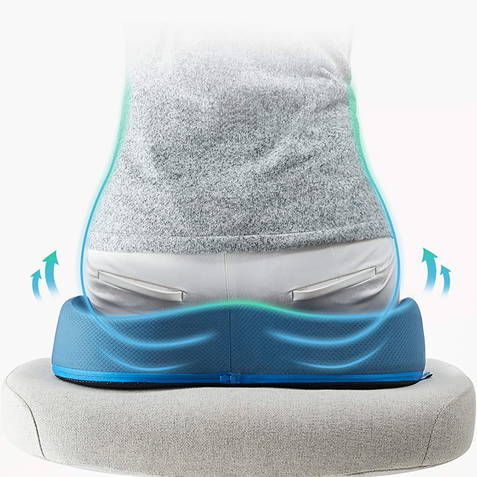 Cuscino per Sedile Ortopedico e Cuscino per Supporto Lombare Cuscino per Sedia da Ufficio e Cuscino per seggiolino Auto per Mal di Schiena e Sollievo dalla Sciatica - 100% Memory Foam