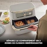Ninja Foodi FlexDrawer Air Fryer, Dual Zone Avec Séparateur Amovible, Grand Tiroir de 10.4 L, 7-en-1, Double Zone, Sans Huile, Pièces Antiadhésives Compatibles Au Lave-Vaisselle, Stone/Or AF500EUSD - 5