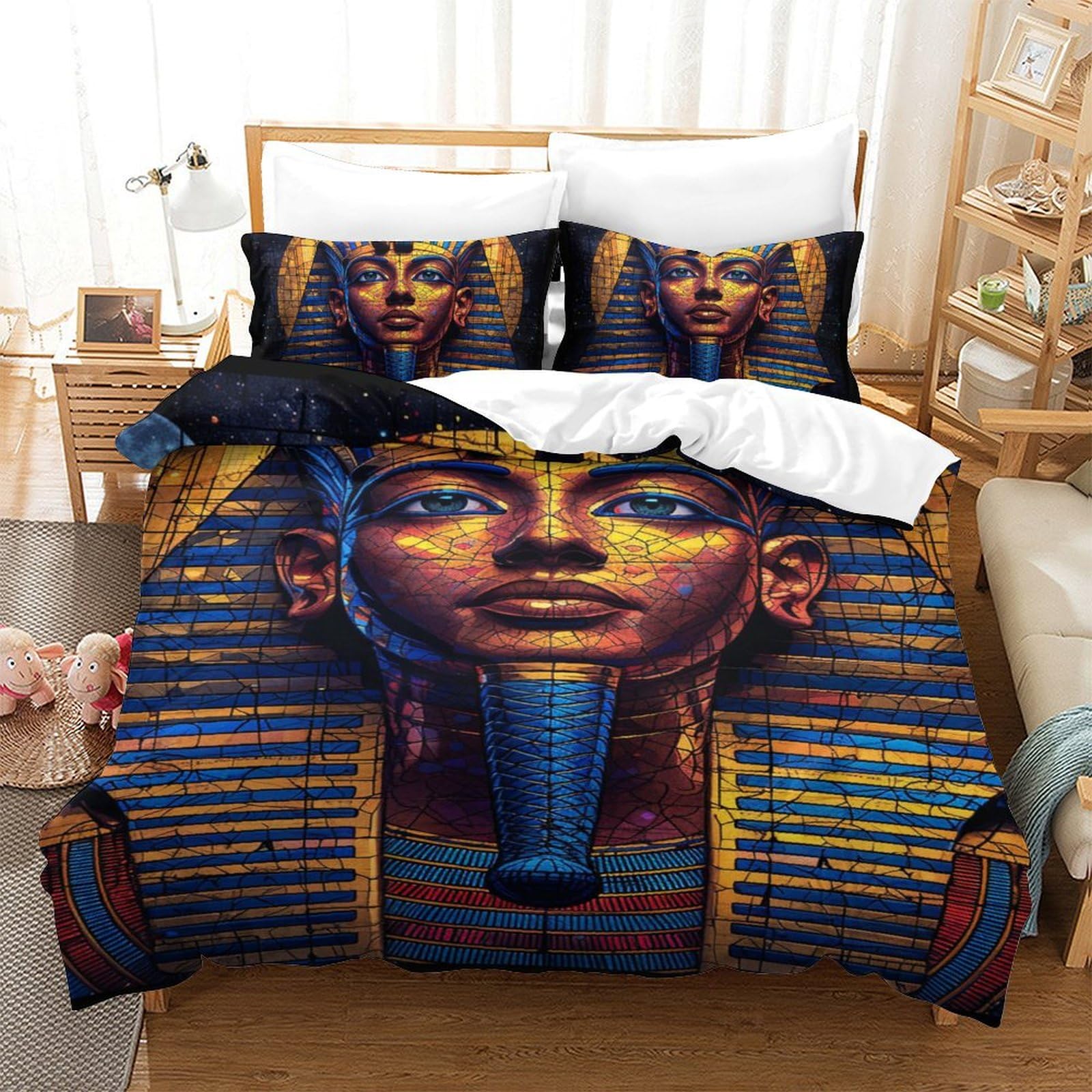 Housse de couette 140x200cm Pharaon d'Égypte lit enfant facile à laver