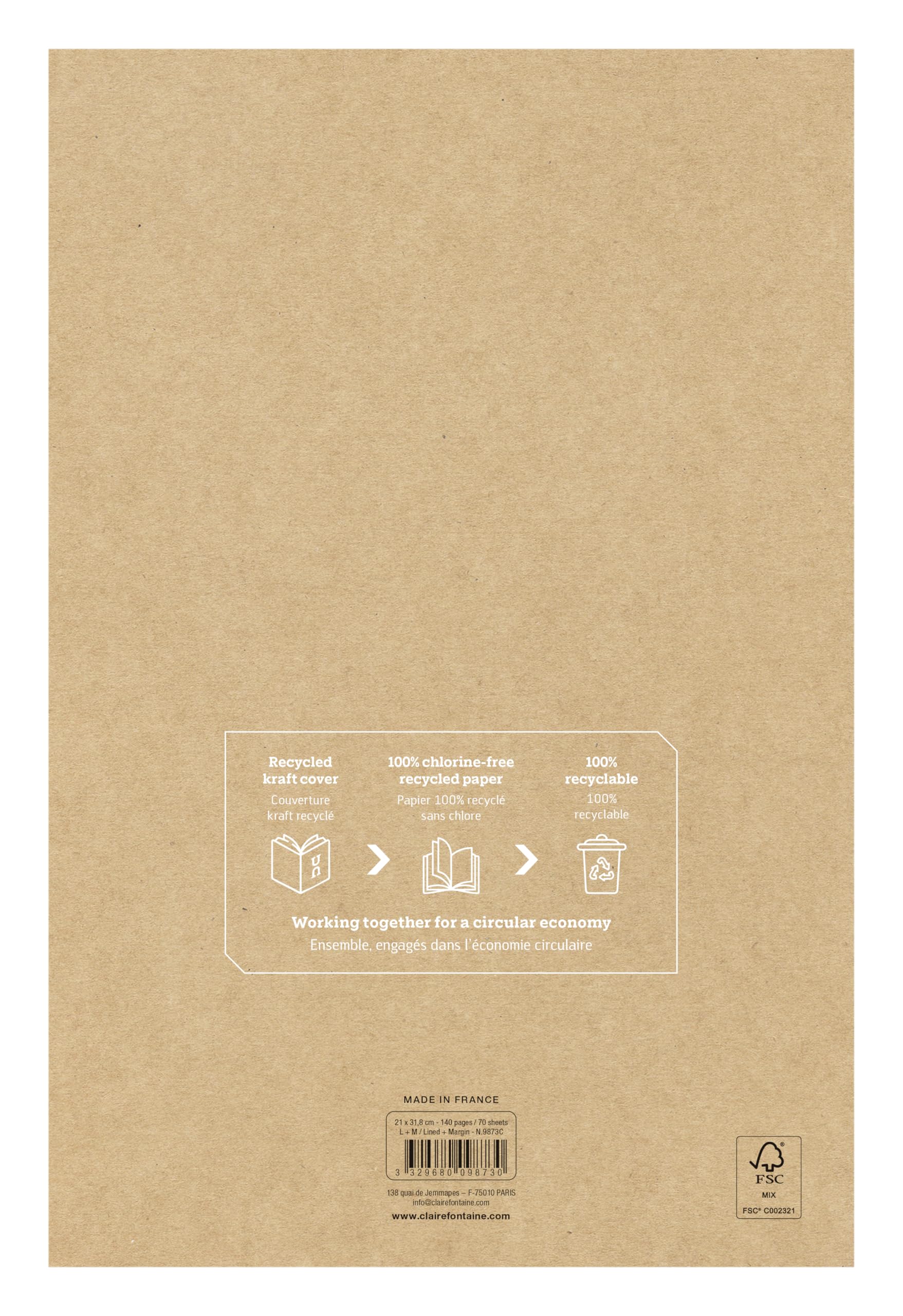 Clairefontaine 9873Cpack - Conf. 4 quaderno p.met A4 21x31,8 cm 140 p righe