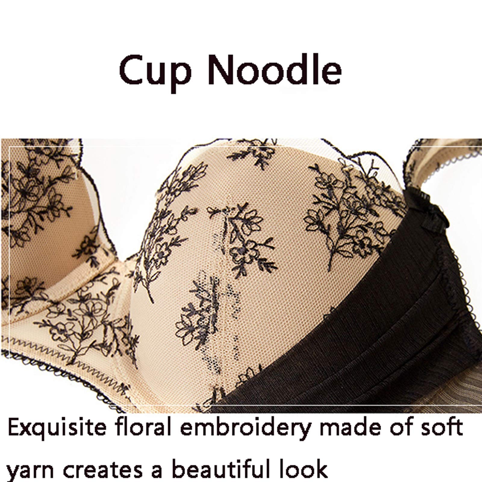 Brasier con aros para mujer, sexy push up encaje bordado media taza Bralette confort (color : tono de piel, tamaño: