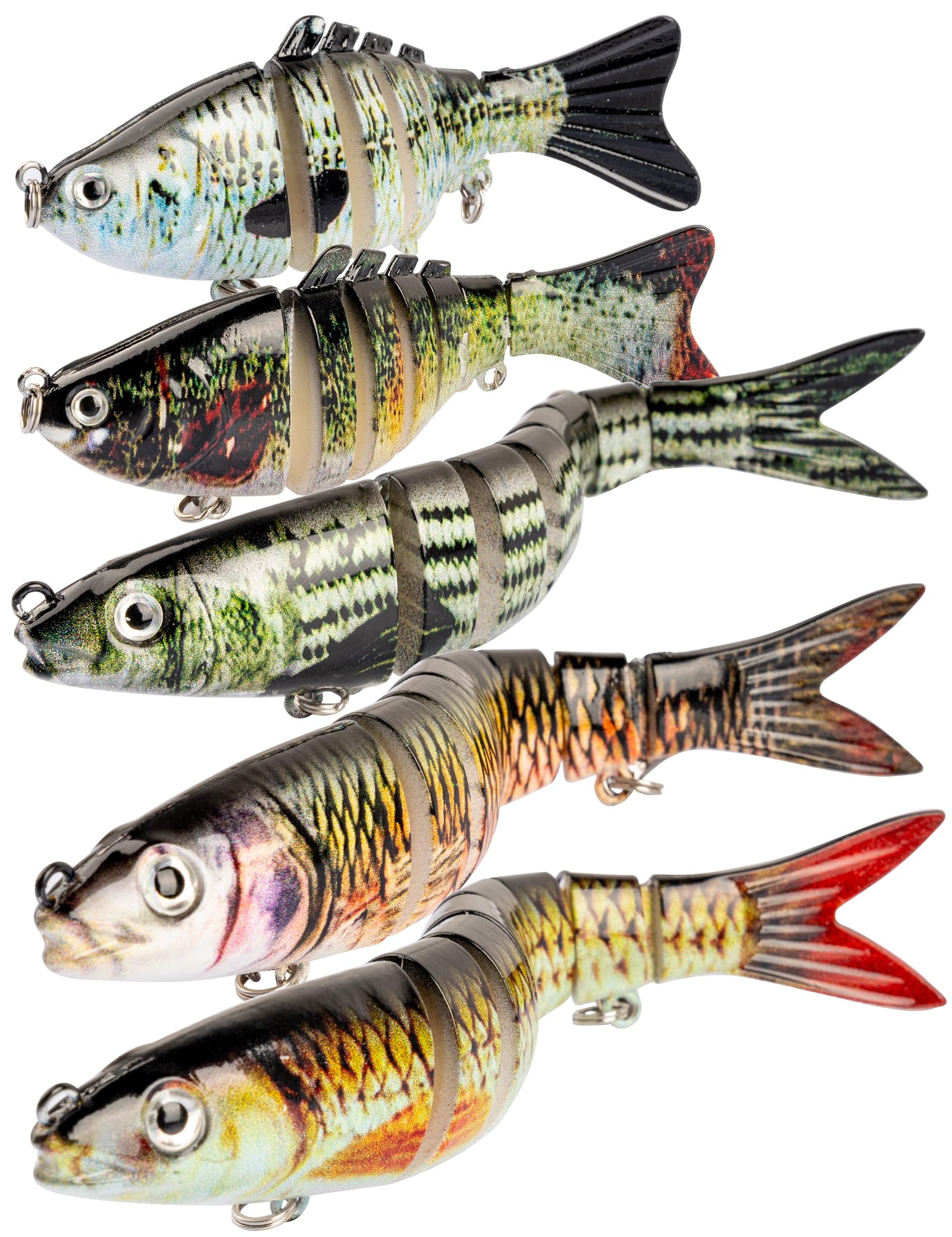 pullther 5 PCS Fishing Lures, 3D Artificial Lure Sets with Hooks