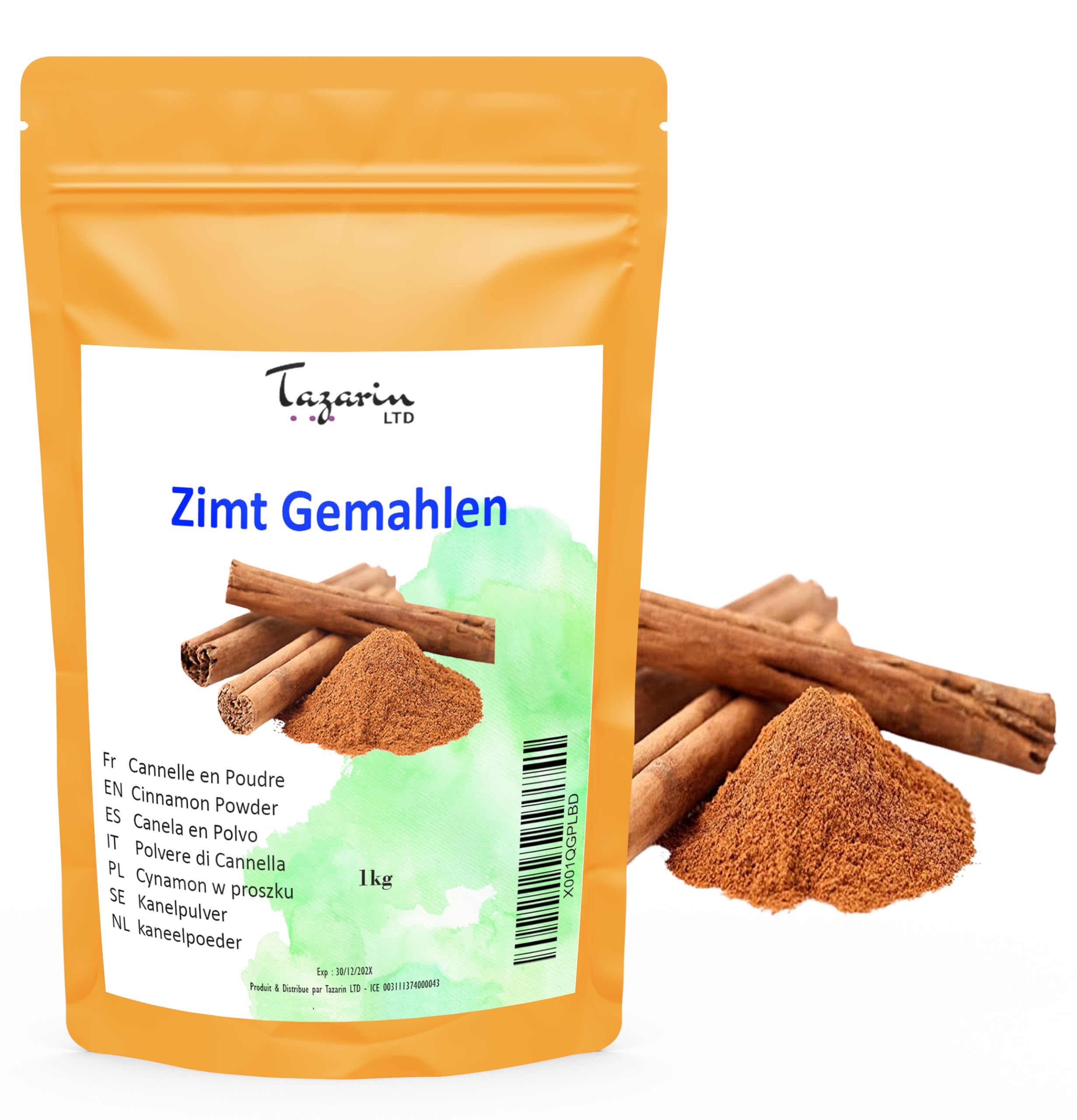 1kg Cannelle en Poudre - Cannelle de Ceylan Moulue - Arôme & Goût Intense - 100% Naturel, Pur et Sans Additifs - TazarinLtd