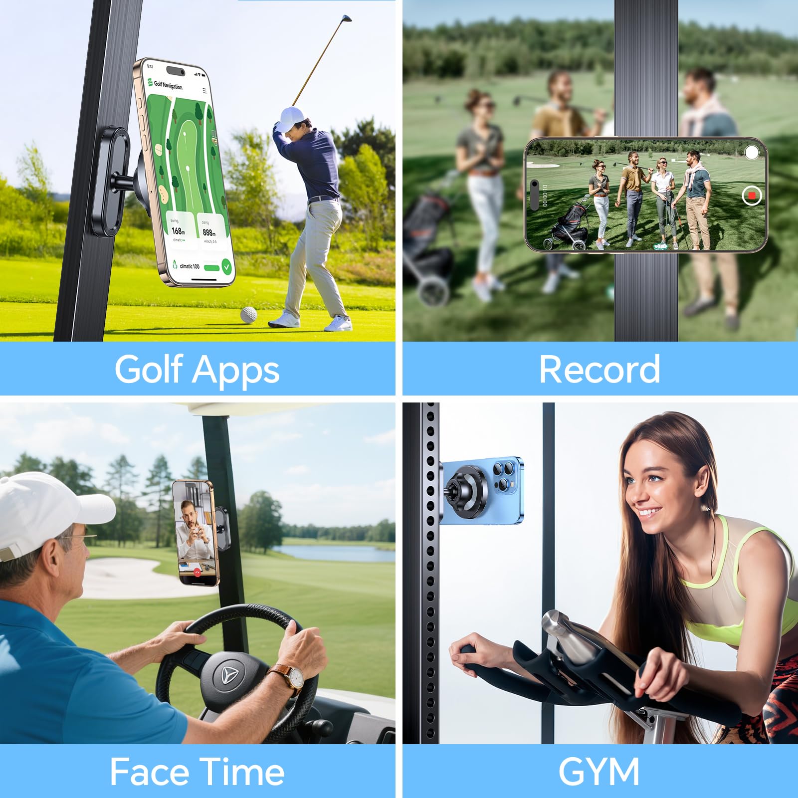 Supporto magnetico per telefono per golf, Supporto Telefono Auto per Magsafe compatibile con iPhone 17 Pro Max Air 16 Plus 15 14 adatto a EZGO, Club Car, Yamaha, accessori per carrello da golf