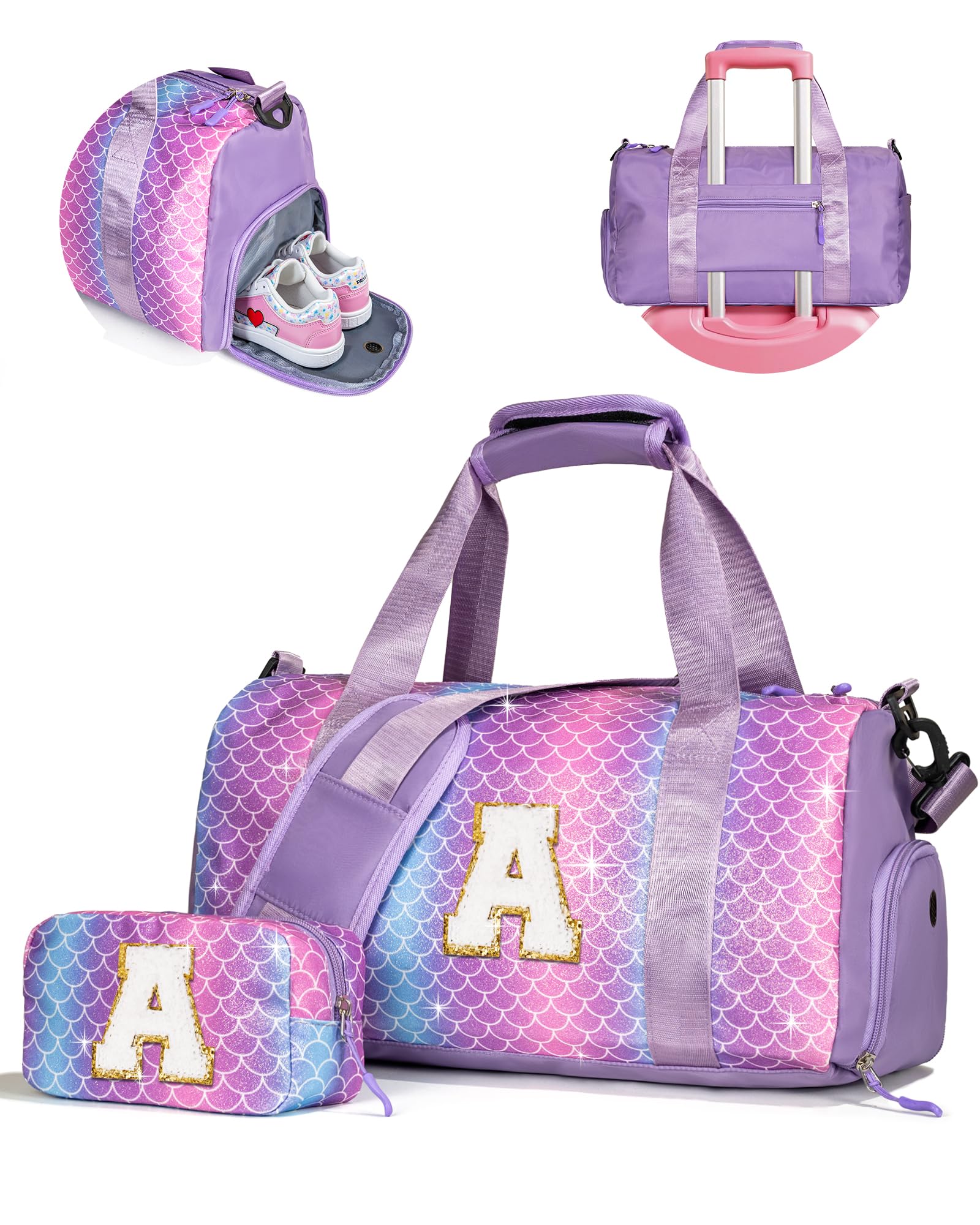 Vogewood Gifts for Teenage Girls-Birthday Gift for Daughter 3-12 Years Old-Girl Gym Bag with Shoe Compartment, Kid Personalized Dance Bags with Makeup