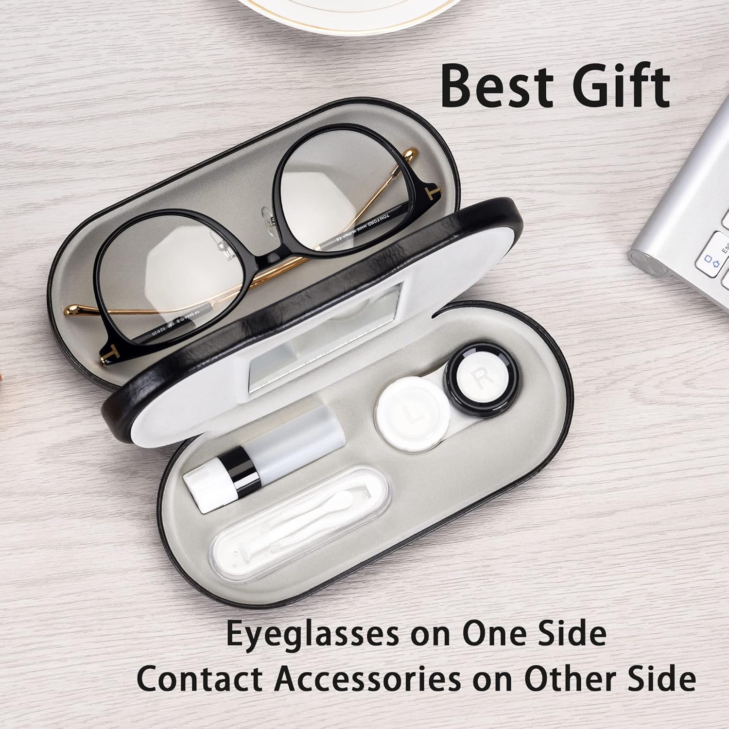 Muf 2 in 1 Double Sided Portable Contact Lens Case and Glasses Case