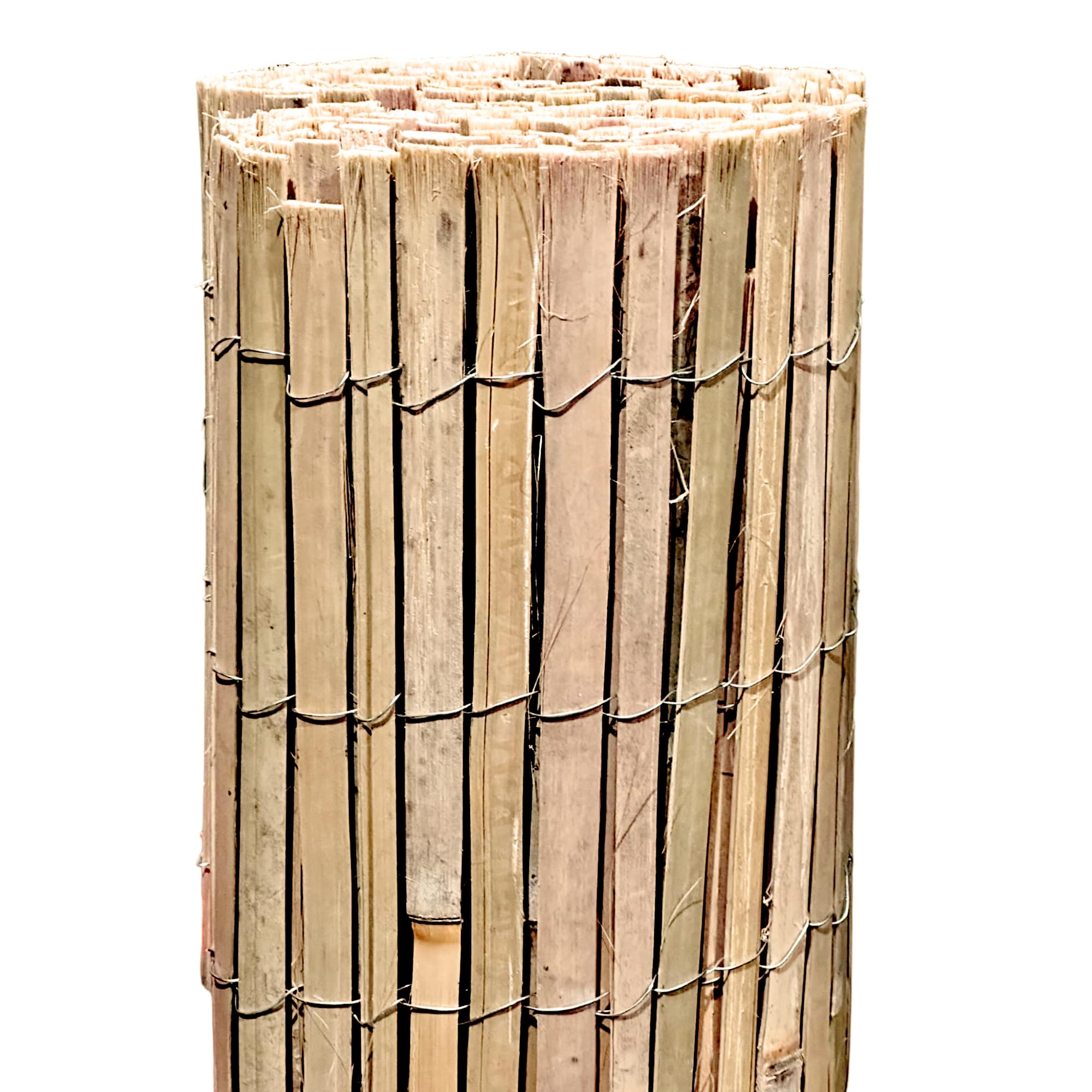 AQS INTERNATIONAL - Natural Bamboo Slatted Fence - Garden Privacy Thick Screening, Bamboo Fencing Screen Panel, Shield Fence Patio, Garden, Wind/Sun Protection (2m x 4m)